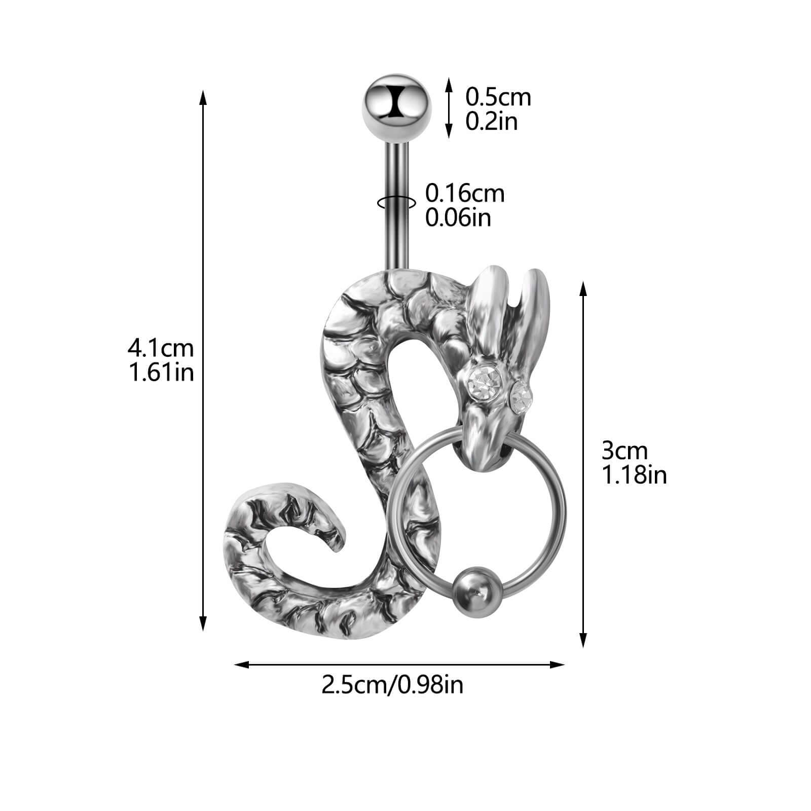 Zodiac Dragon Belly Button Ring - Stainless Steel Navel Piercing Jewelry for Women | Perfect for Parties, Festivals, and Unique Style Statements