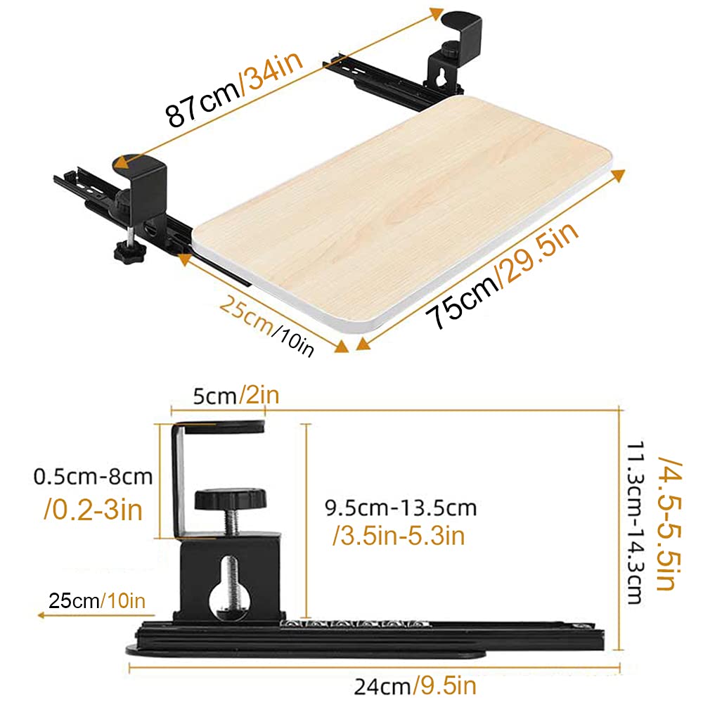 Y&J Under Desk Sliding Keyboard Tray - Ergonomic & Adjustable Keyboard Shelf with Easy Installation, Fits 52cm/20.5in to 75cm/29.5in Desks - Perfect for Home Office, Gaming Setup & Workspace Organization