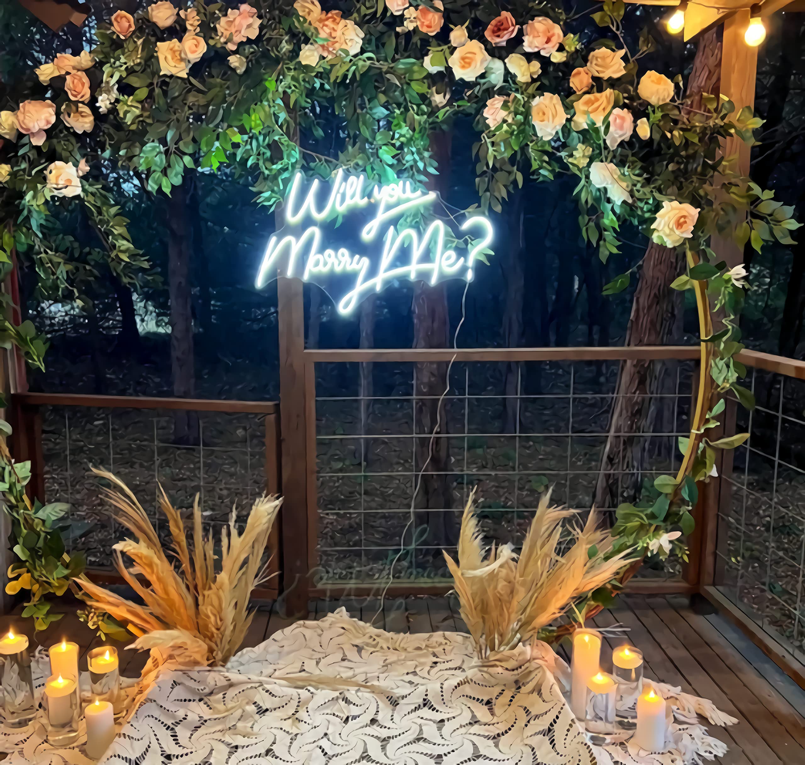 27.5 Inch Customizable 'Will You Marry Me?' Neon Sign with 12V Dimmer Switch - Romantic Wedding Wall Decor & Proposal Lighting for Bedroom, Party, and Special Events