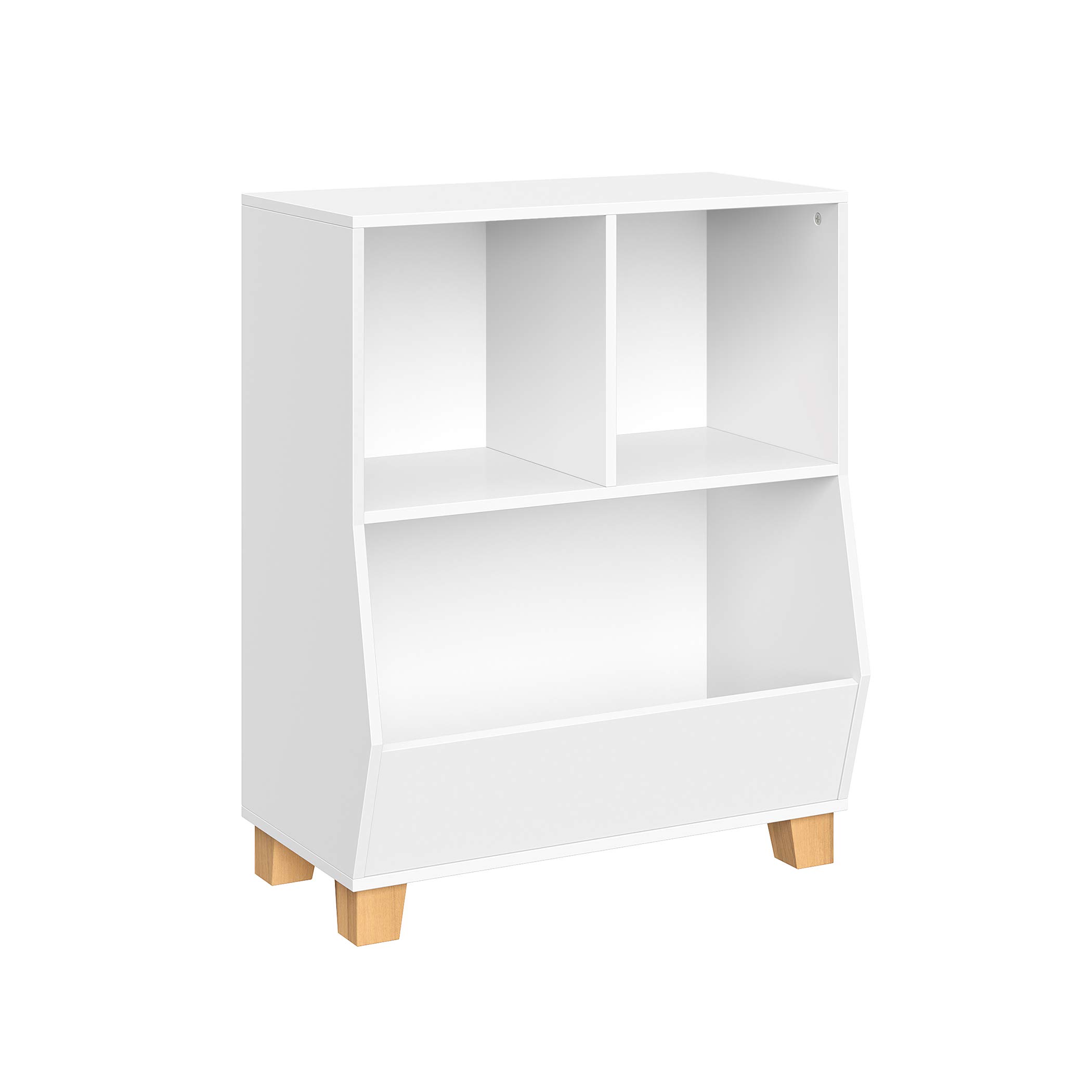 RiverRidge Kids Bookshelf Toy Storage Organizer with 2 Cubbies & Spacious Bin - White Playroom Organizer for Toys, Books & Kids Room Decor - Perfect for Nursery, Daycare or Classroom Storage Solutions