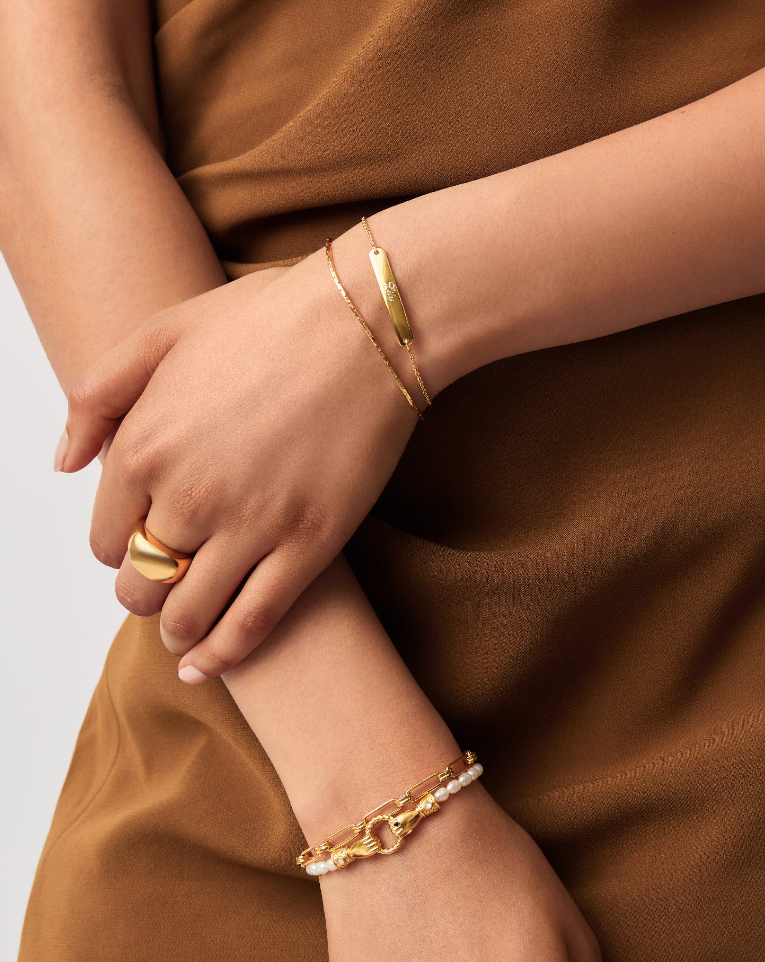 Engravable Bar Chain Bracelet for Women - 18k Gold Vermeil Personalized Jewelry Gift for Anniversary, Birthday & Special Occasions