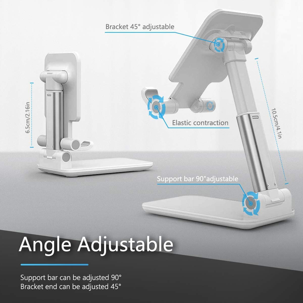 Adjustable Foldable Phone Stand for Desk - Compatible with iPhone 16/15/14 - Perfect for Work & Video Calls