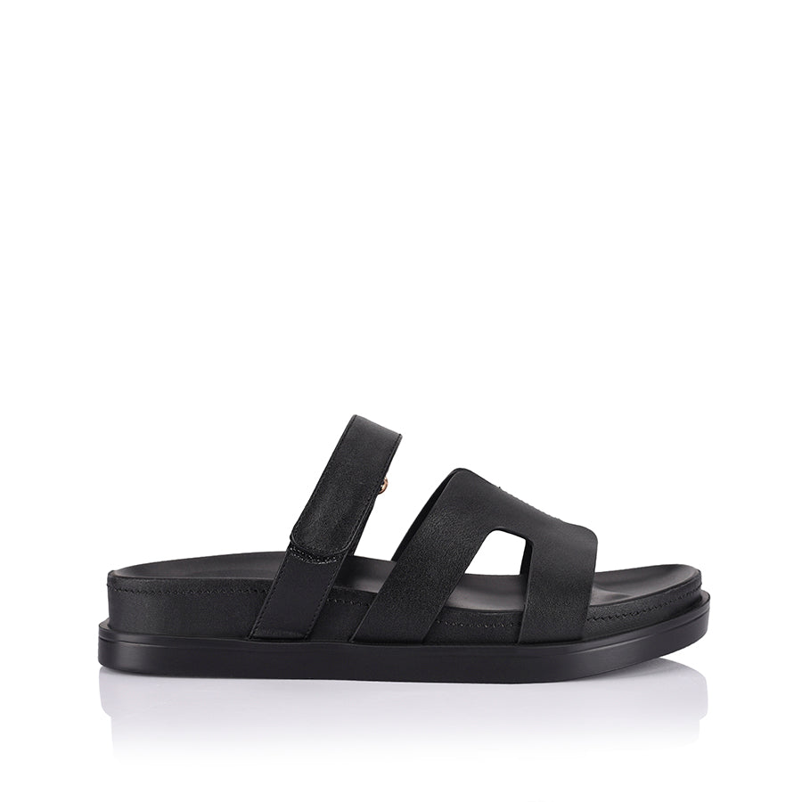 Oswald Comfortable Footbed Slides for Men & Women - Black | Soft Arch Support Slippers for Home, Beach, and Poolside Relaxation