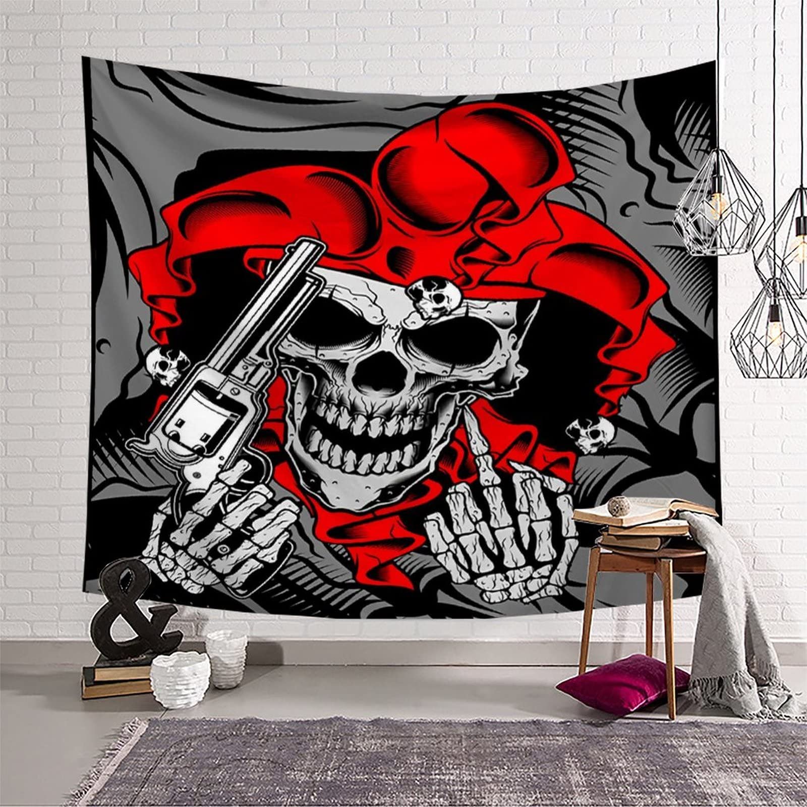 Psychedelic Skull Tapestry Wall Hanging - 70x90 Inch Ironic Home Decor for Bedroom, Dorm, Living Room | Unique Gift Idea for Music Festivals, Teen Rooms & Bohemian Style Spaces