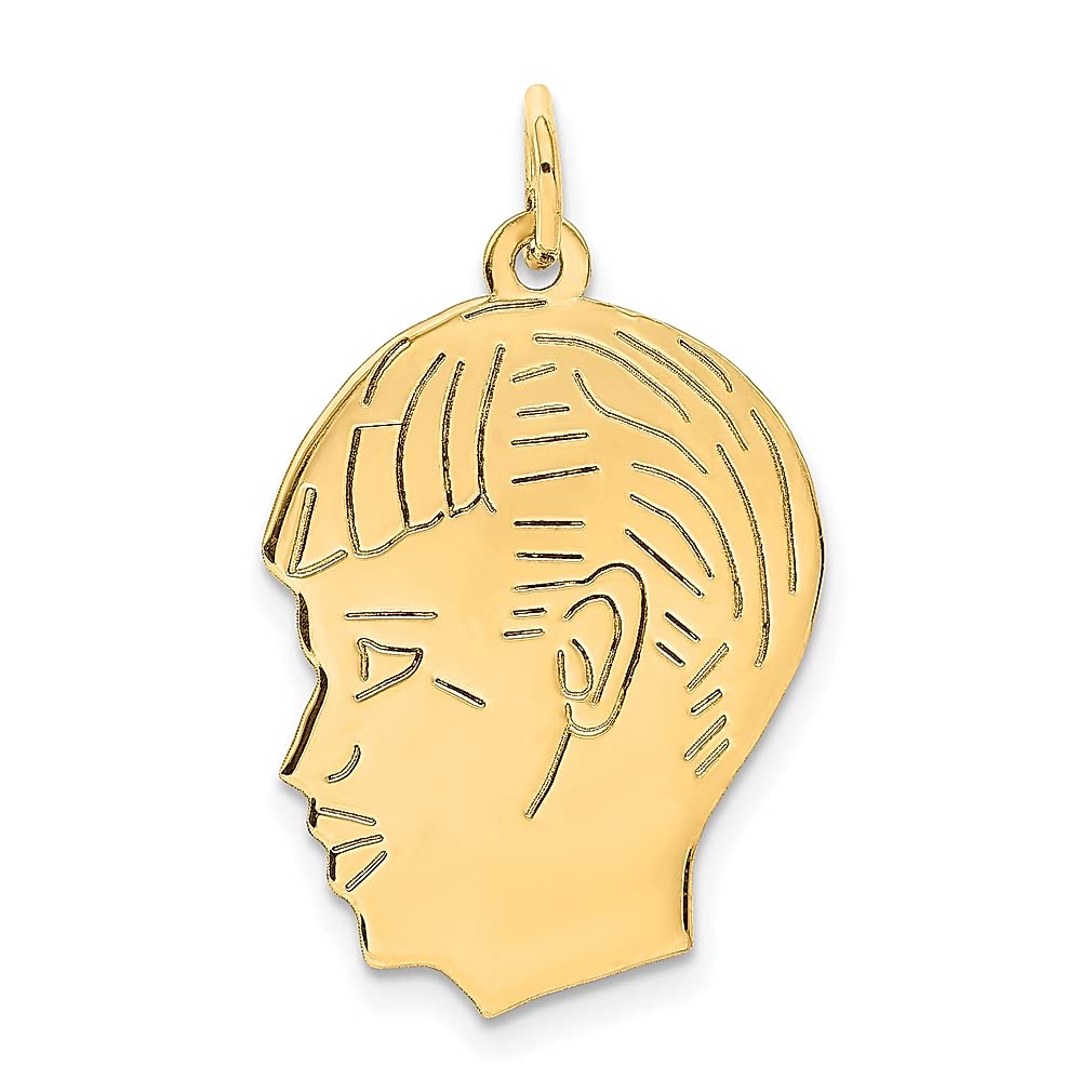 14K Yellow Gold Engravable Boy Head Charm Necklace Pendant - Personalized Baby Disc Jewelry for Women - Perfect Gift for Her, Mom, or Grandma - Ideal for Birthdays, Anniversaries, and Mother's Day