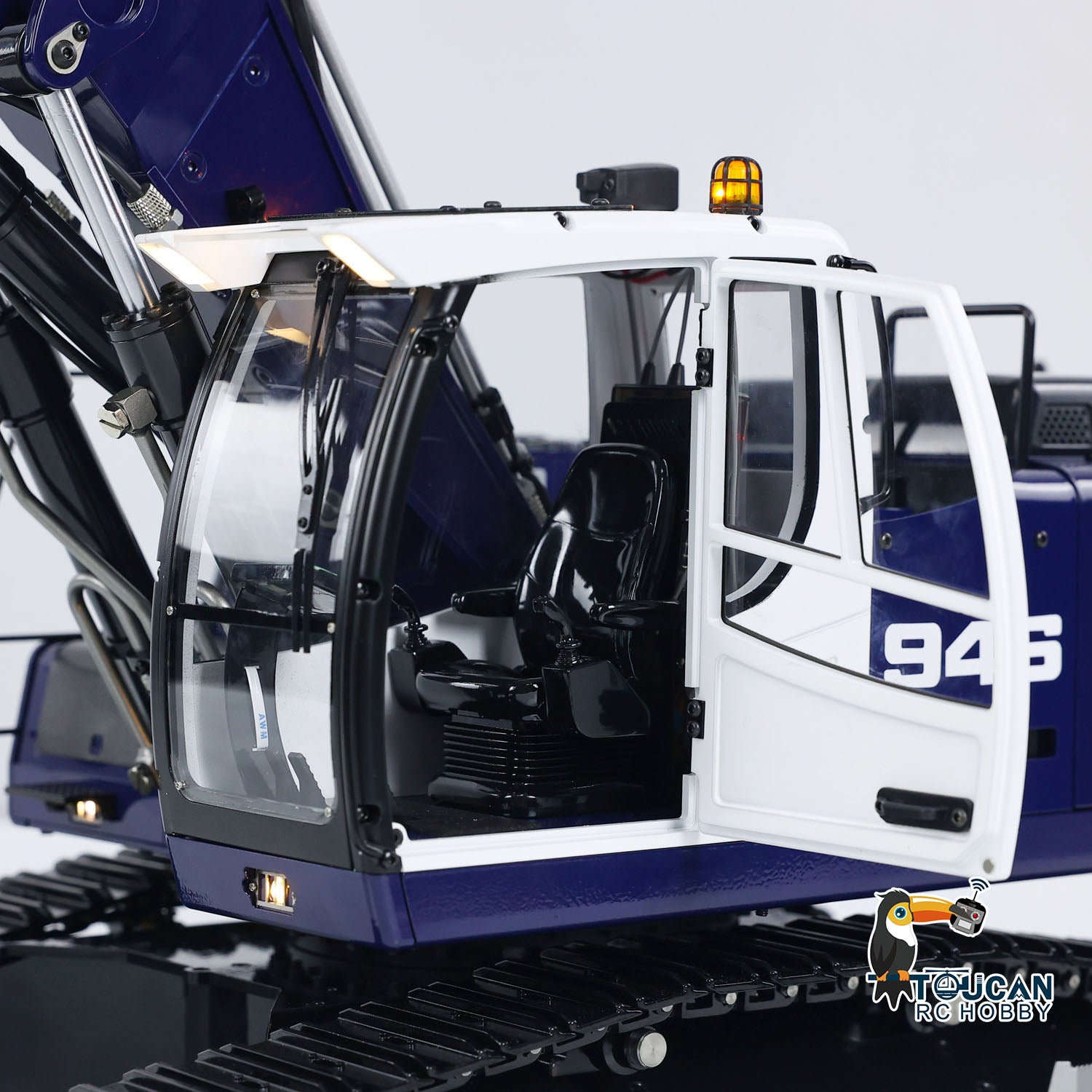 1/14 Scale 946 3-Arm RC Hydraulic Excavator Toy - Metal Remote Control Construction Digger with Tiltable Bucket, Ripper & Clamshell Grabber | Realistic Construction Play for Kids & Adults