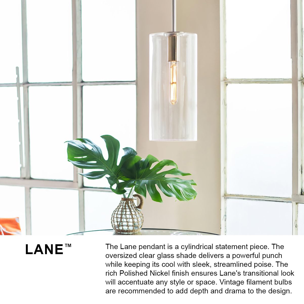 Sleek Lark Lane 83377LCB-CO Single Cylinder Pendant Light with Opal Glass Shade & Lacquered Brass Finish – Perfect for Kitchen Island, Dining Room, or Entryway Lighting