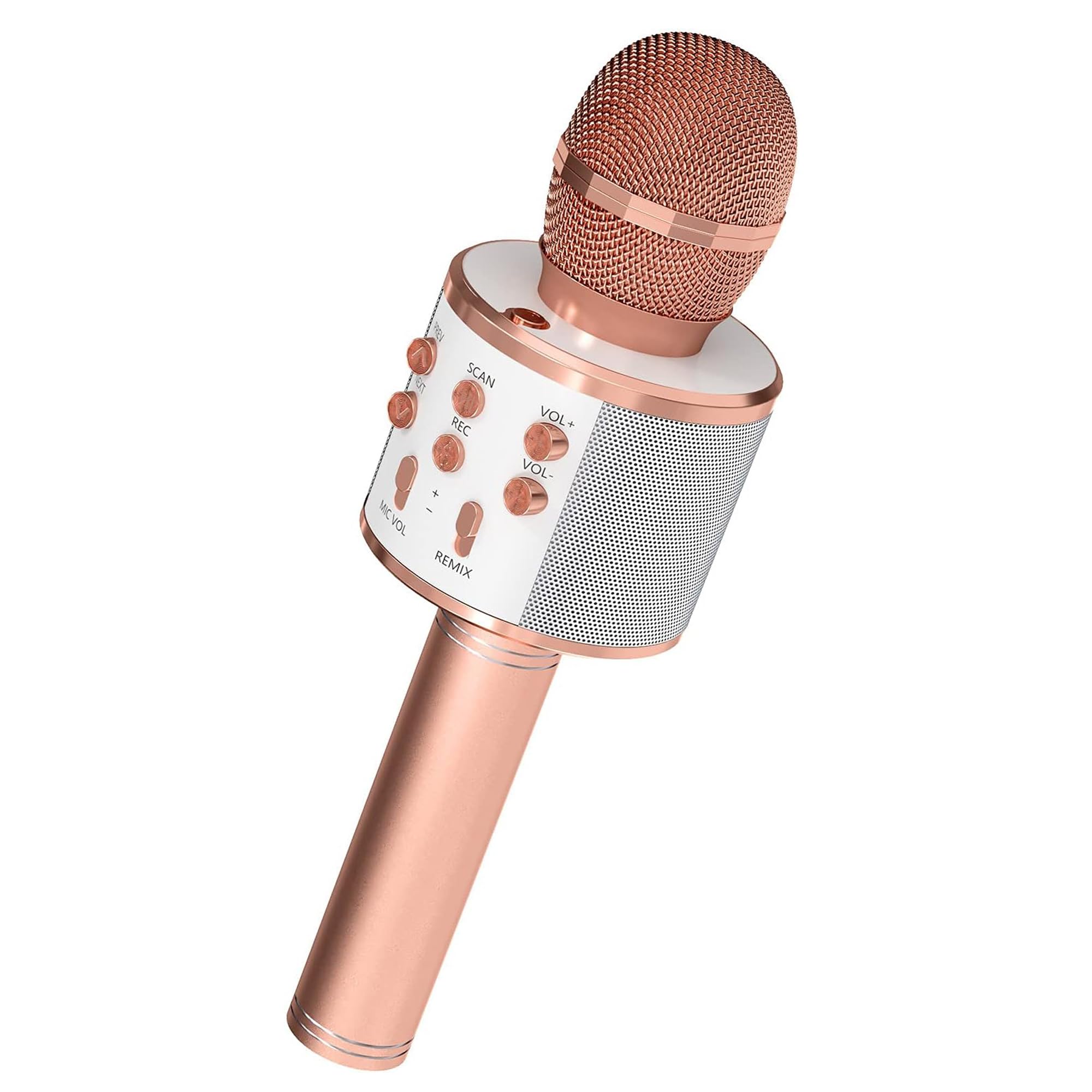 5 CORE Bluetooth Wireless Karaoke Microphone - Portable Handheld Mic with Built-in Speaker & Recording Function - Perfect for Home Karaoke, Parties, Singing Practice and Live Streaming (Copper)