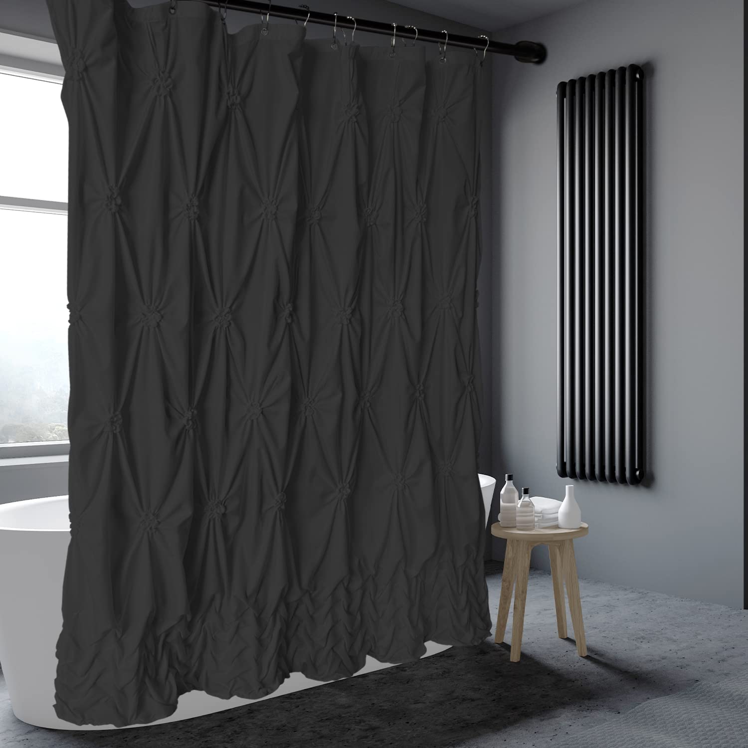 Luxury Black Shower Curtain - Water Repellent Bathroom Curtain 72x72 Inches, Elegant Hotel & Spa Style for Modern Bathroom Decor - Perfect for Home, Apartment, and Vacation Rental Use
