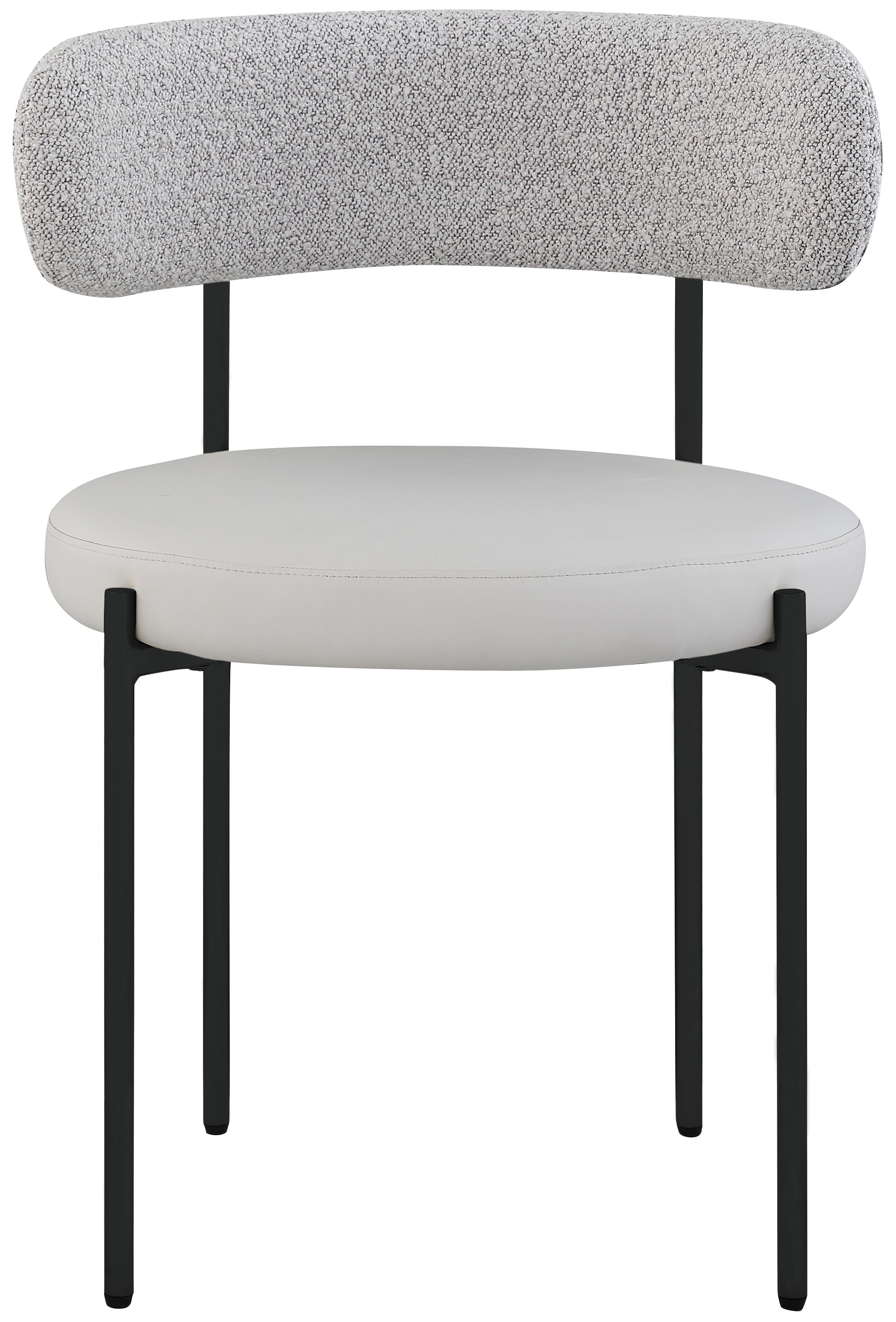 Vegan Leather & Boucle Fabric Dining Chair - Modern Comfort for Home, Office & Restaurant Use