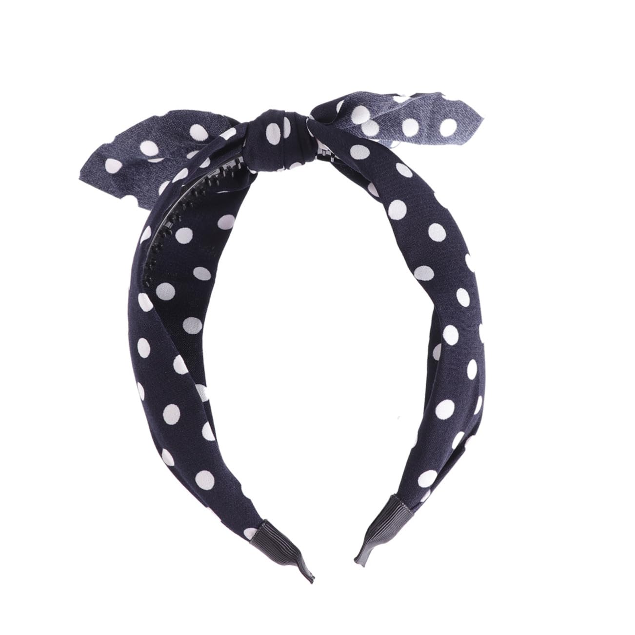 Elegant Black and White Striped Bow Headband for Women - Blue Bow Tie Hair Accessory for Casual, Party, and Wedding Occasions