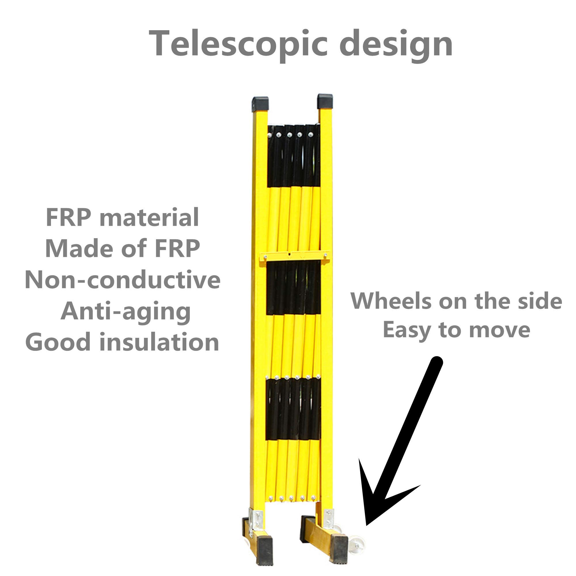 Heavy-Duty Retractable Barricade Fence with Wheels - 1.2x3.5m Foldable Construction Partition for Crowd Control & Safety - Durable Stainless Steel Material - Ideal for Events, Construction Sites & Public Safety Barriers