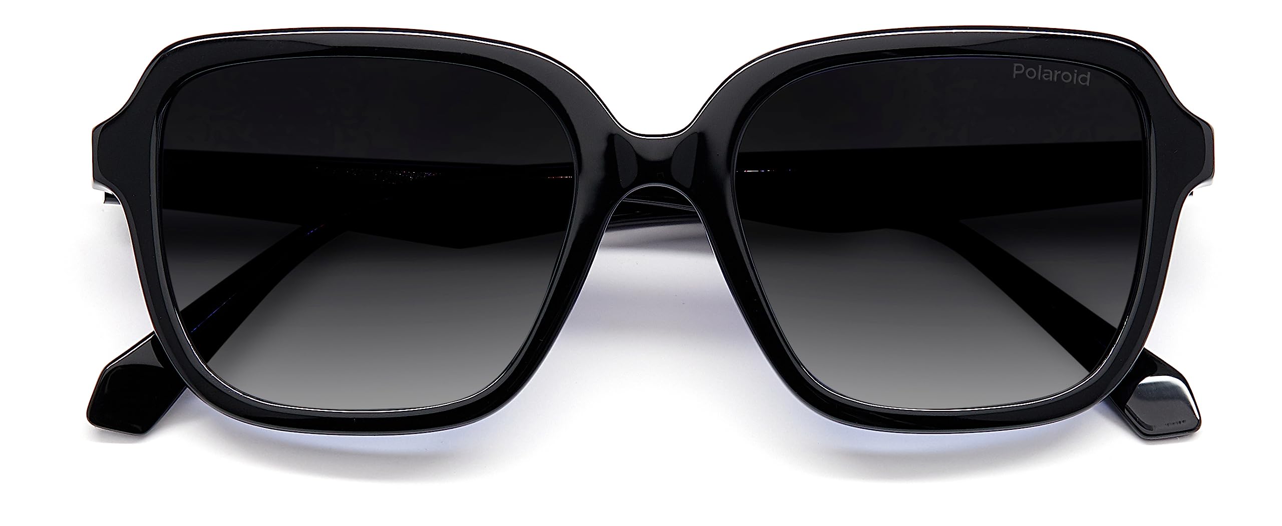 Polaroid PLD 4095/S/X Square Sunglasses for Women - Black/Polarized Gray Lens, 53mm Frame, 19mm Bridge - UV Protection Fashion Shades for Driving, Beach & Outdoor Activities