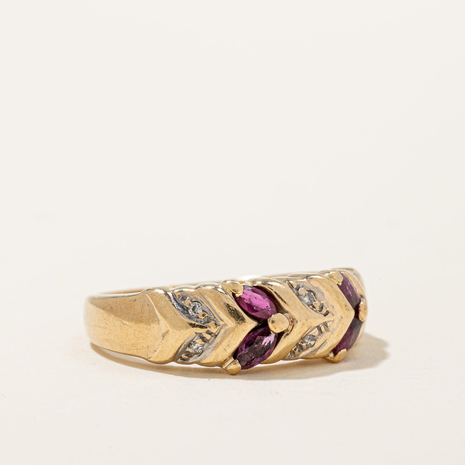 Exquisite Ruby & Diamond Braided Band Ring - 0.28ctw Ruby & 0.03ctw Diamond - Size 6.75 - Perfect for Anniversary Gifts, Valentine's Day & Special Occasions