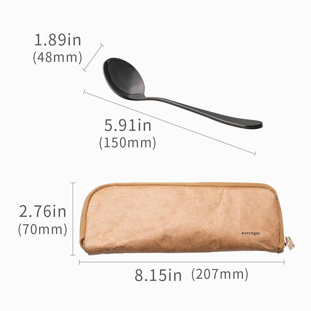 Professional Coffee Cupping Spoon - Stainless Steel Measuring Spoon for Coffee Tasting, Barista Tools with Spoon Holder Bag - Perfect for Home Brewing, Coffee Shops & Gifts (Black)