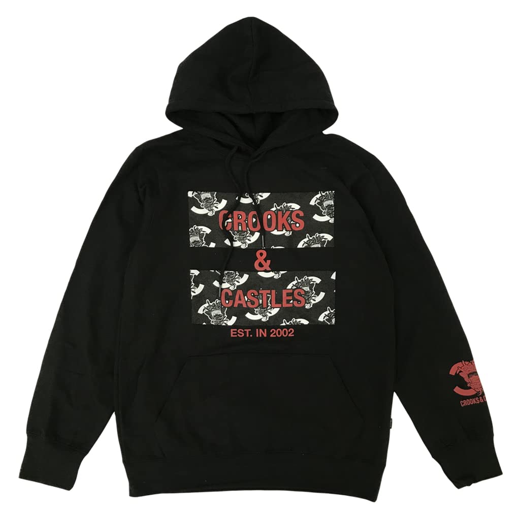 Crooks & Castles CC Medusa Front Hoodie - Black Men's Streetwear Pullover for Urban Fashion & Casual Wear