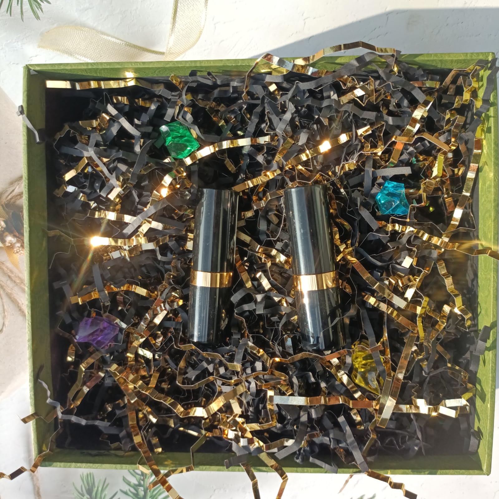 2LB Black and Gold Crinkle Cut Paper Shreds - Premium Gift Box & Basket Filler, Packaging Confetti for Parties, Weddings, and Events