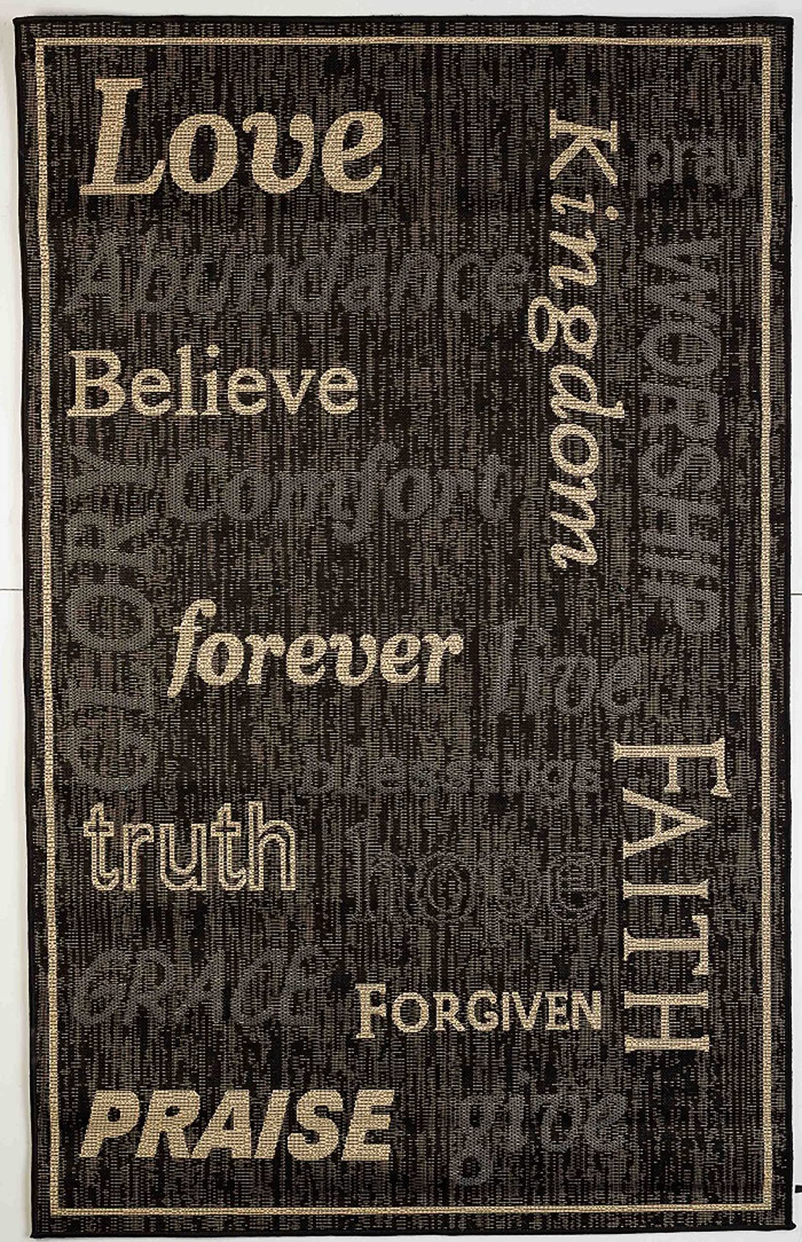 Premium Black Flatweave Indoor/Outdoor Rug - Modern Waterproof Patio, Poolside, Camping & Picnic Mat for Home, Garden and Outdoor Adventures