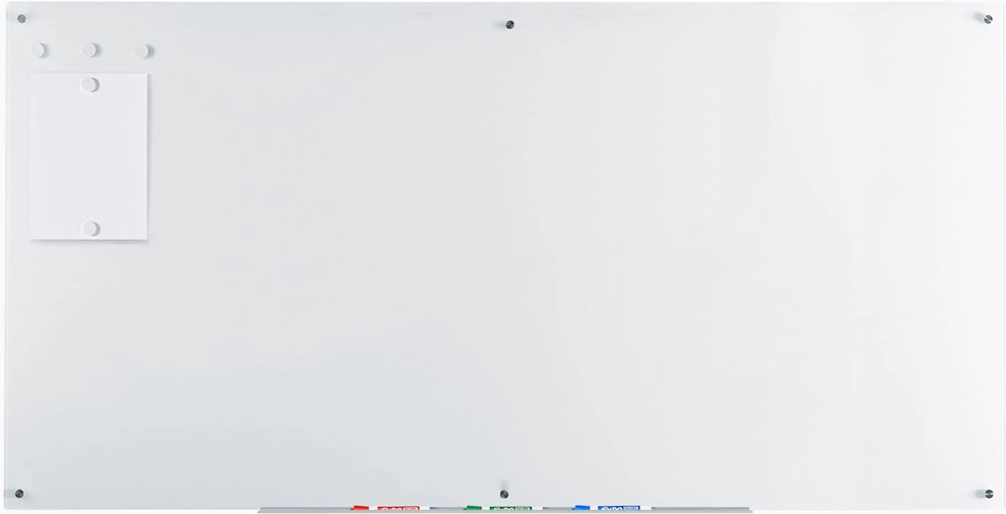 Premium 6' x 3' Magnetic Glass Dry Erase Board Set - Ultra White Surface with Marker Tray, Magnets & Mounting Hardware - Perfect for Office Meetings, Classroom Teaching & Home Office Organization