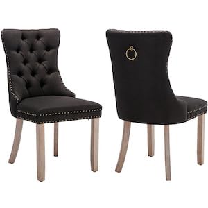 B-2 Black Linen, Wood Legs