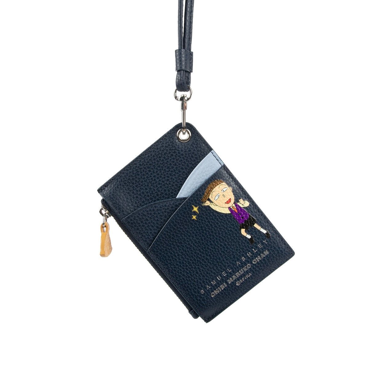 Samuel Ashley x Chibi Maruko Chan Genuine Leather ID Badge Holder - Cute Anime Style for Work, School, Convention & Cosplay Accessories