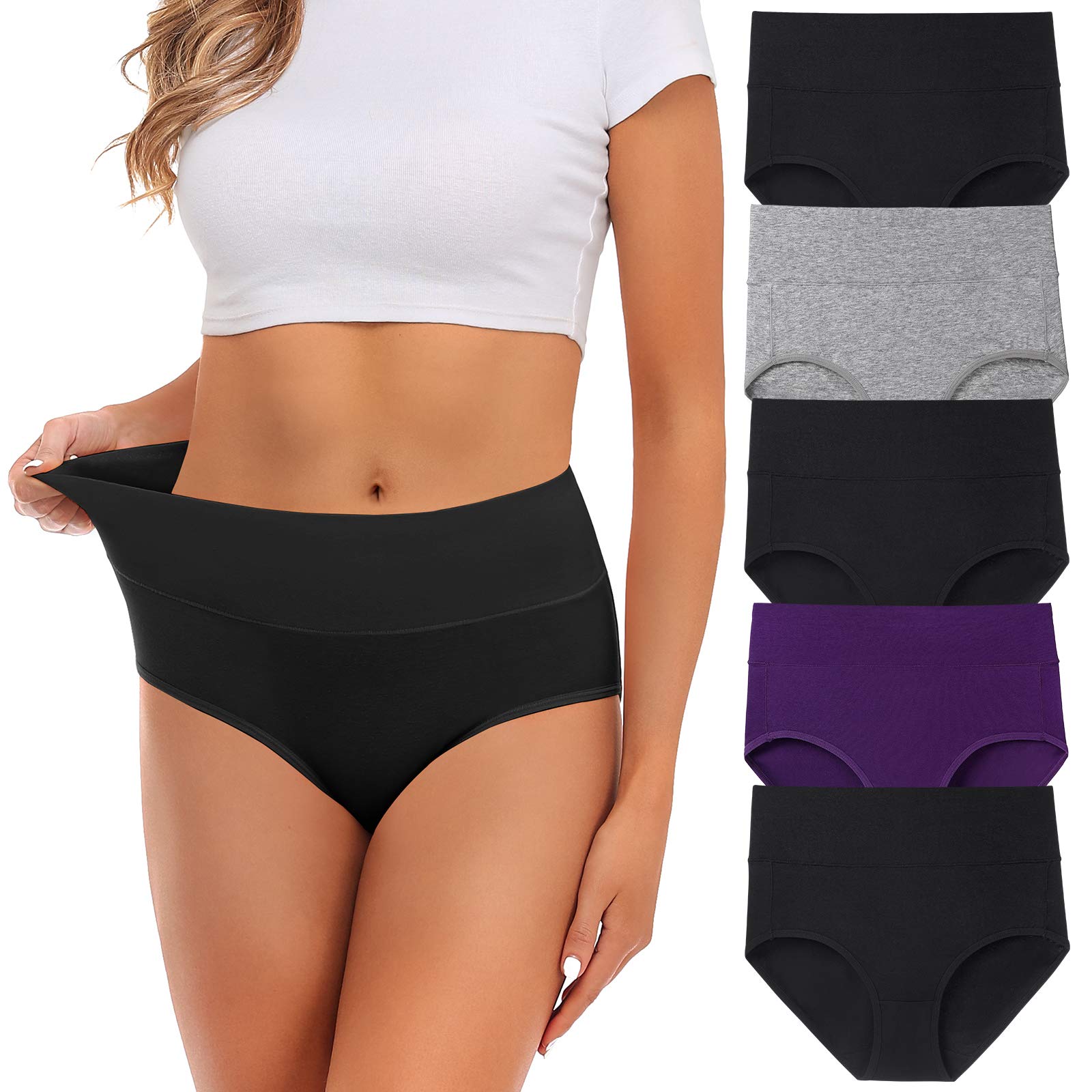 Women's Cotton Mid Waist Underwear - No Muffin Top Full Coverage Briefs - Breathable Ladies Panties & Lingerie Undergarments Multipack - Perfect for Everyday Wear, Workout & Sleep Comfort