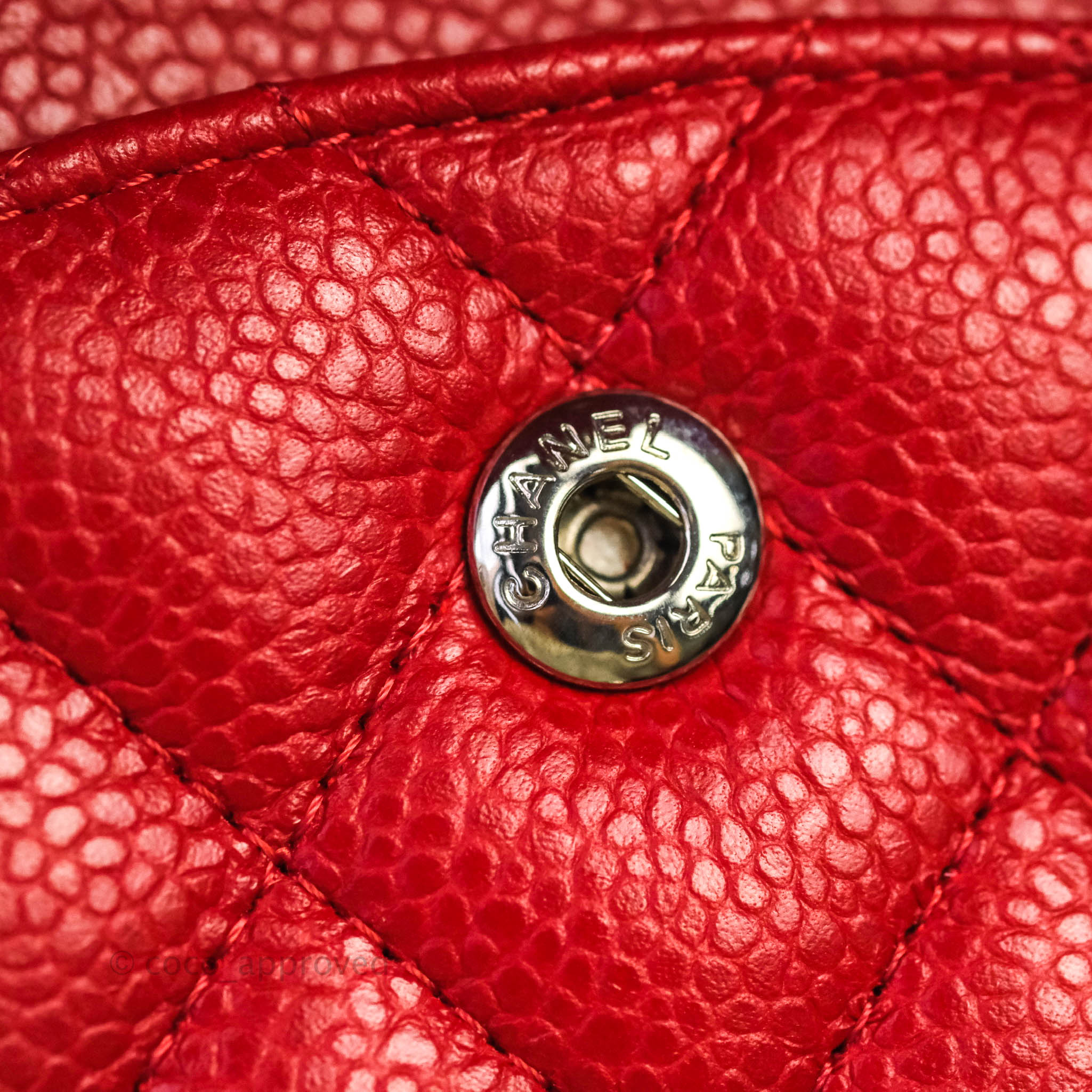 Chanel Classic Medium Double Flap Bag in Red Caviar Leather with Silver Hardware - Luxury Designer Handbag for Women, Perfect for Parties, Work & Everyday Use