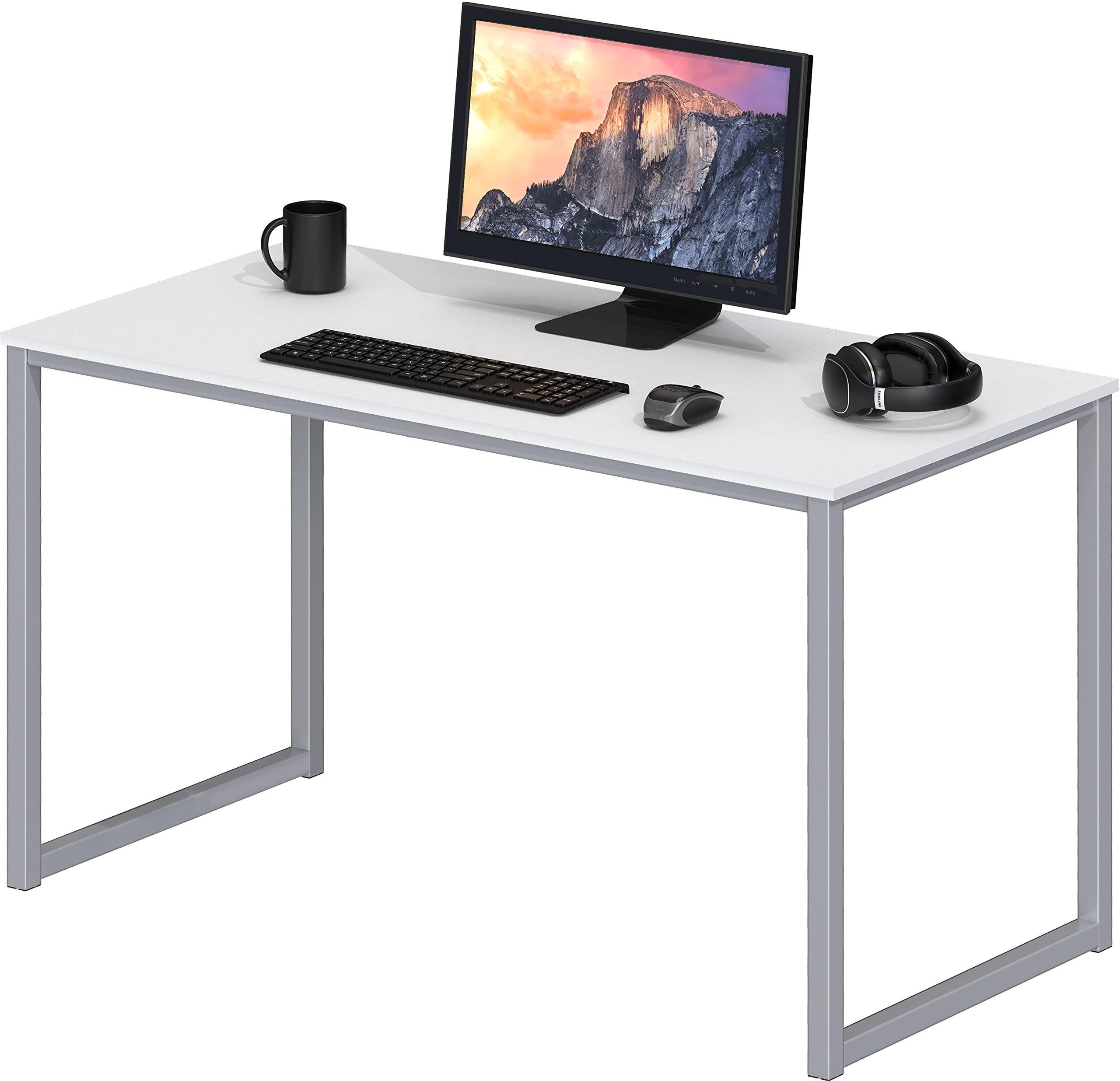 SHW Mission 40-Inch Home Office Computer Desk in White - Modern Writing Desk for Small Spaces, Work from Home & Study Room Furniture - Perfect for Remote Work, Online Classes & Gaming Setup