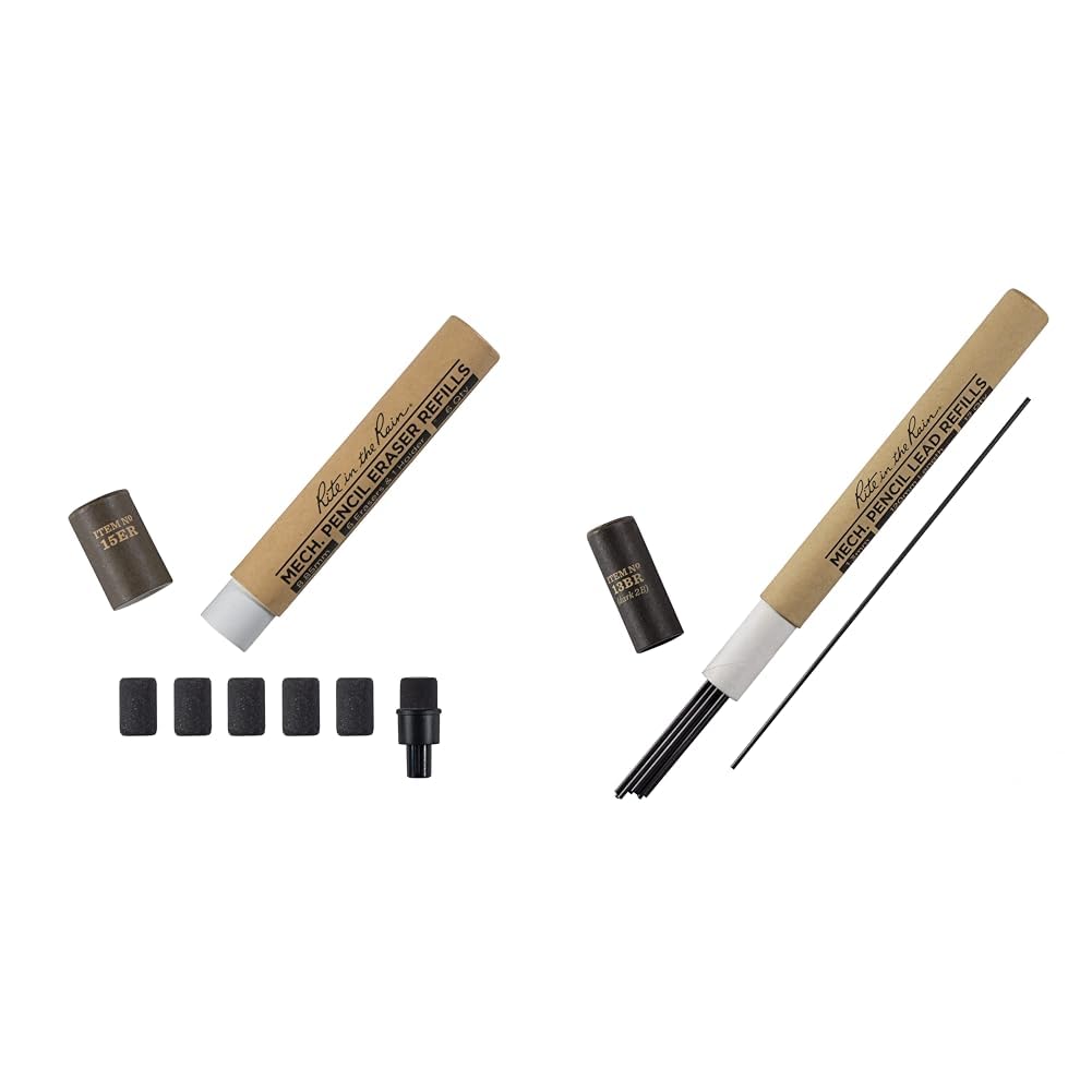 Rite in the Rain Weatherproof Eraser & 1.3mm Lead Refill Kit - 6 Erasers & 12 Leads for 15 Series Pencils - Ideal for Outdoor Writing, Hiking, and Field Work
