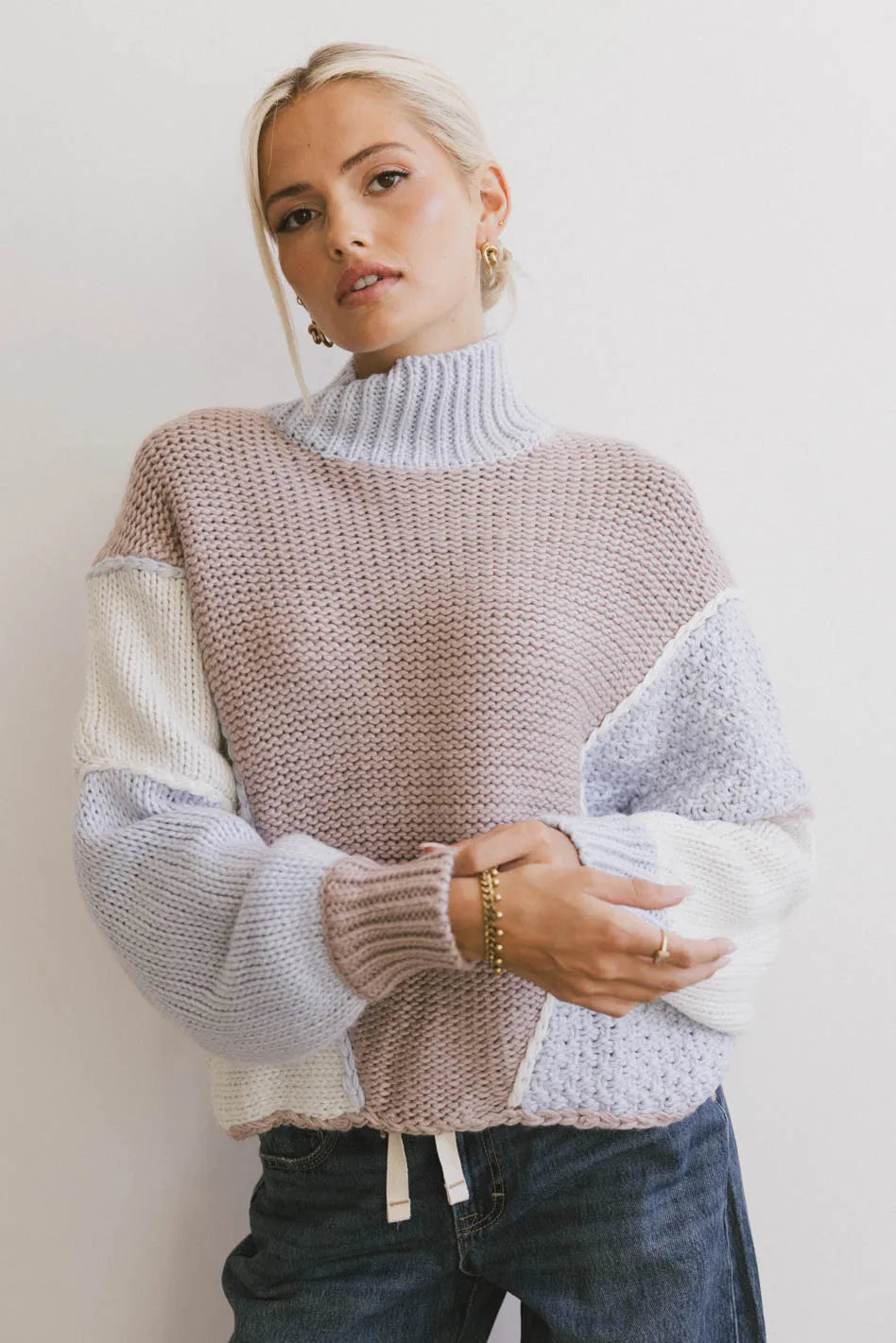 Stylish Maggy Color Block Sweater for Women | Trendy Knit Pullover | Perfect for Fall & Winter Outfits, Casual Wear & Office Fashion