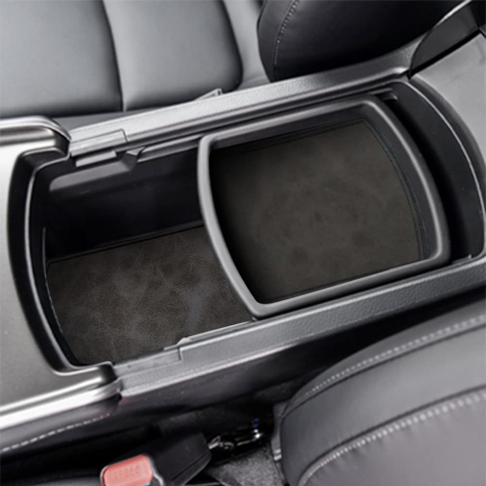 Premium 12-Piece Leather Cup Holder Inserts & Center Console Liners for 2018-2022 Honda Accord - Retro Grey Interior Accessories | Car Organizer Mats for Enhanced Protection & Style