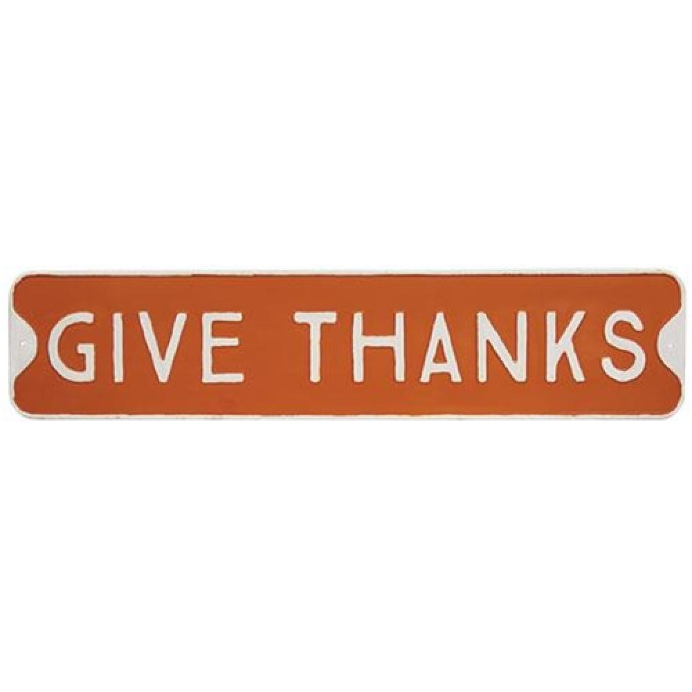 Vintage Orange Metal Thanksgiving Sign - Rustic Home Decor for Fall, Thanksgiving Party & Farmhouse Wall Art