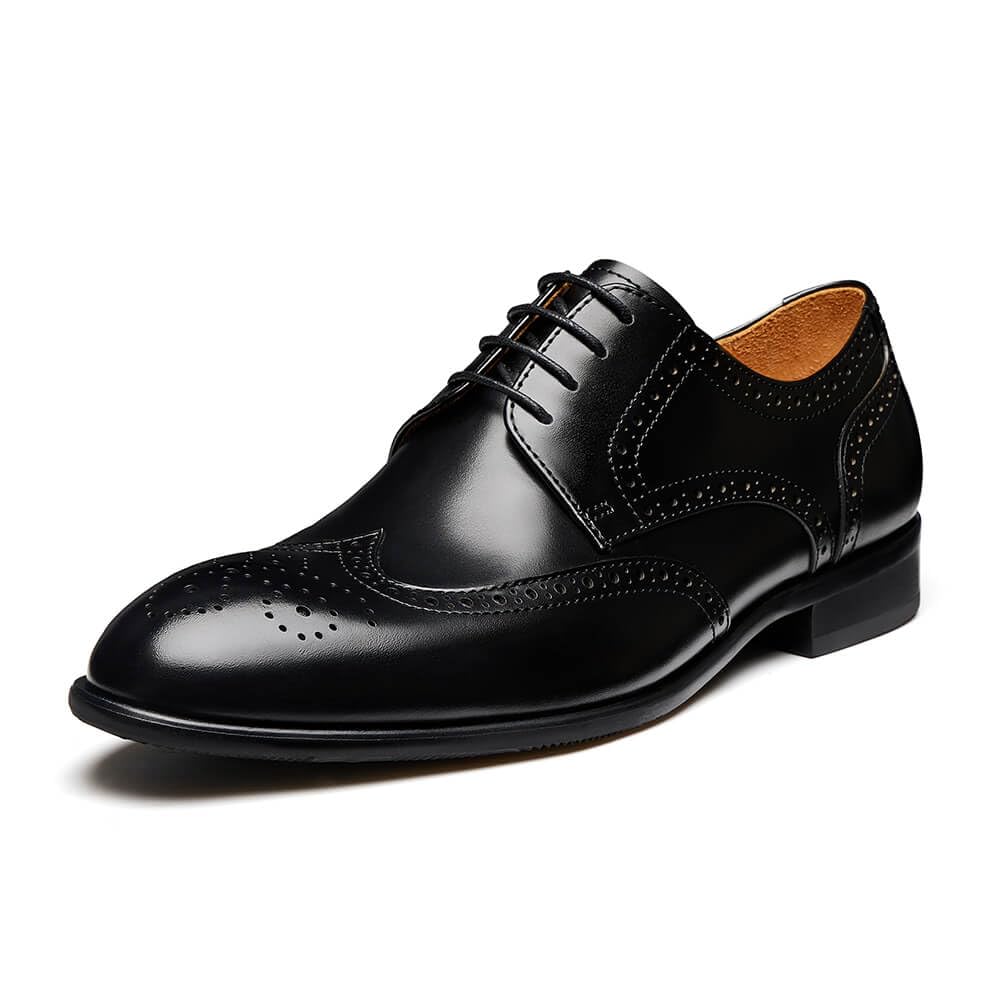 Premium Men's Oxford Dress Shoes - Genuine Leather Brogue Business & Wedding Formal Shoes with Blake Construction - Perfect for Office, Business Meetings & Special Occasions