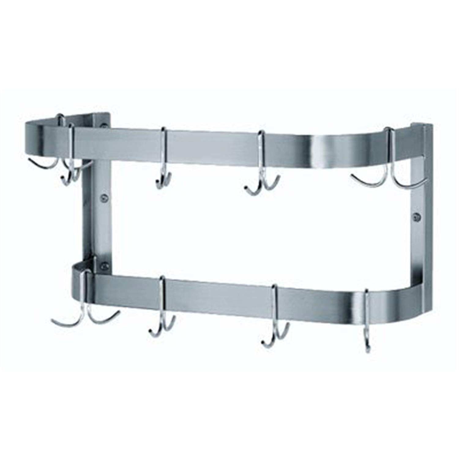 Advance Tabco Wall Mount Double Bar Pot Rack - Stainless Steel Kitchen Organizer for Cookware Storage - Perfect for Restaurants, Home Chefs & Small Kitchens