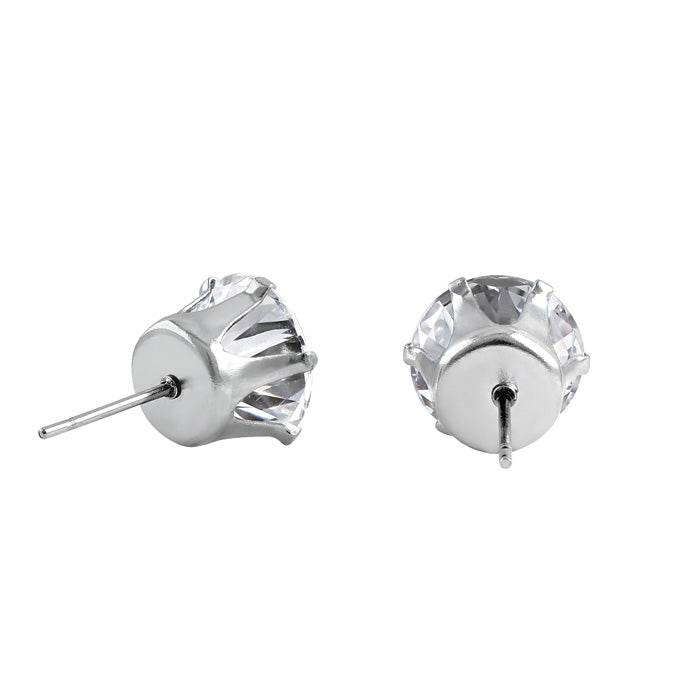 Stainless Steel CZ Stud Earrings 8mm - Hypoallergenic Cubic Zirconia Earrings for Women - Perfect for Everyday Wear, Parties & Gifts