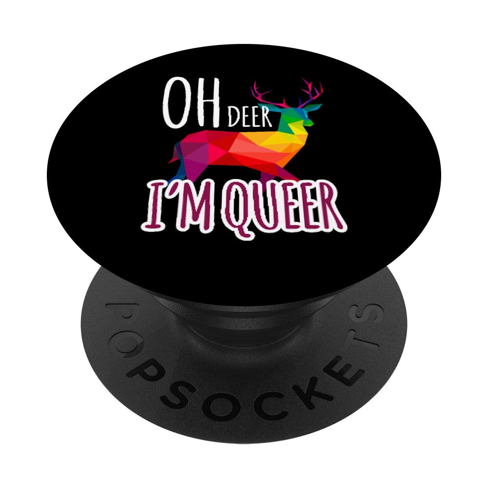 LGBT Pride Shirt - Gay & Lesbian March Graphic Tee - 'Oh Deer I'm Queer' Design - Swappable PopGrip for Popsockets | Perfect for Pride Parades, LGBTQ+ Events & Everyday Wear