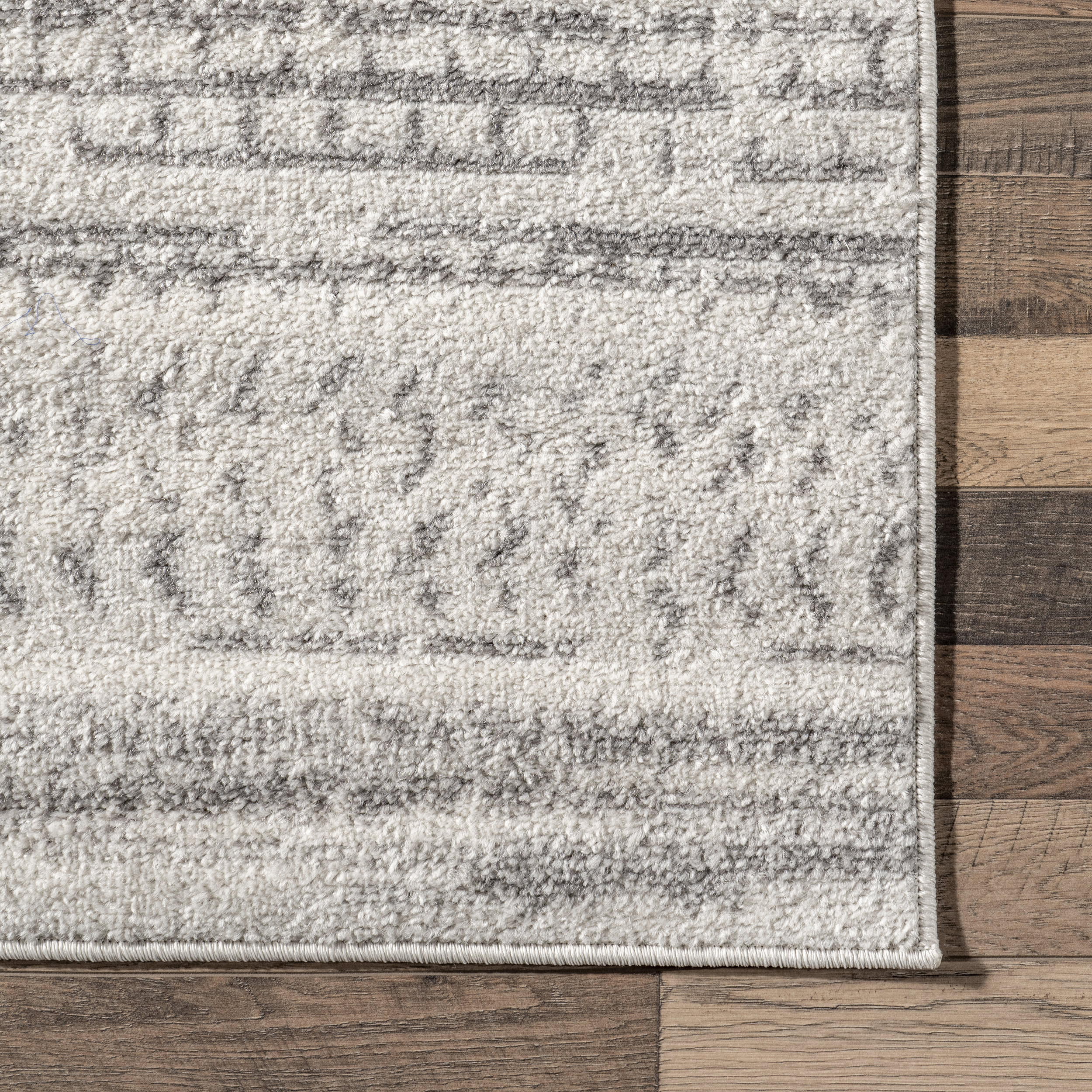 Modern Banded Abacus and Stripes Area Rug in Grey - Soft Non-Slip Living Room Carpet for Bedroom, Nursery, or Office Decor