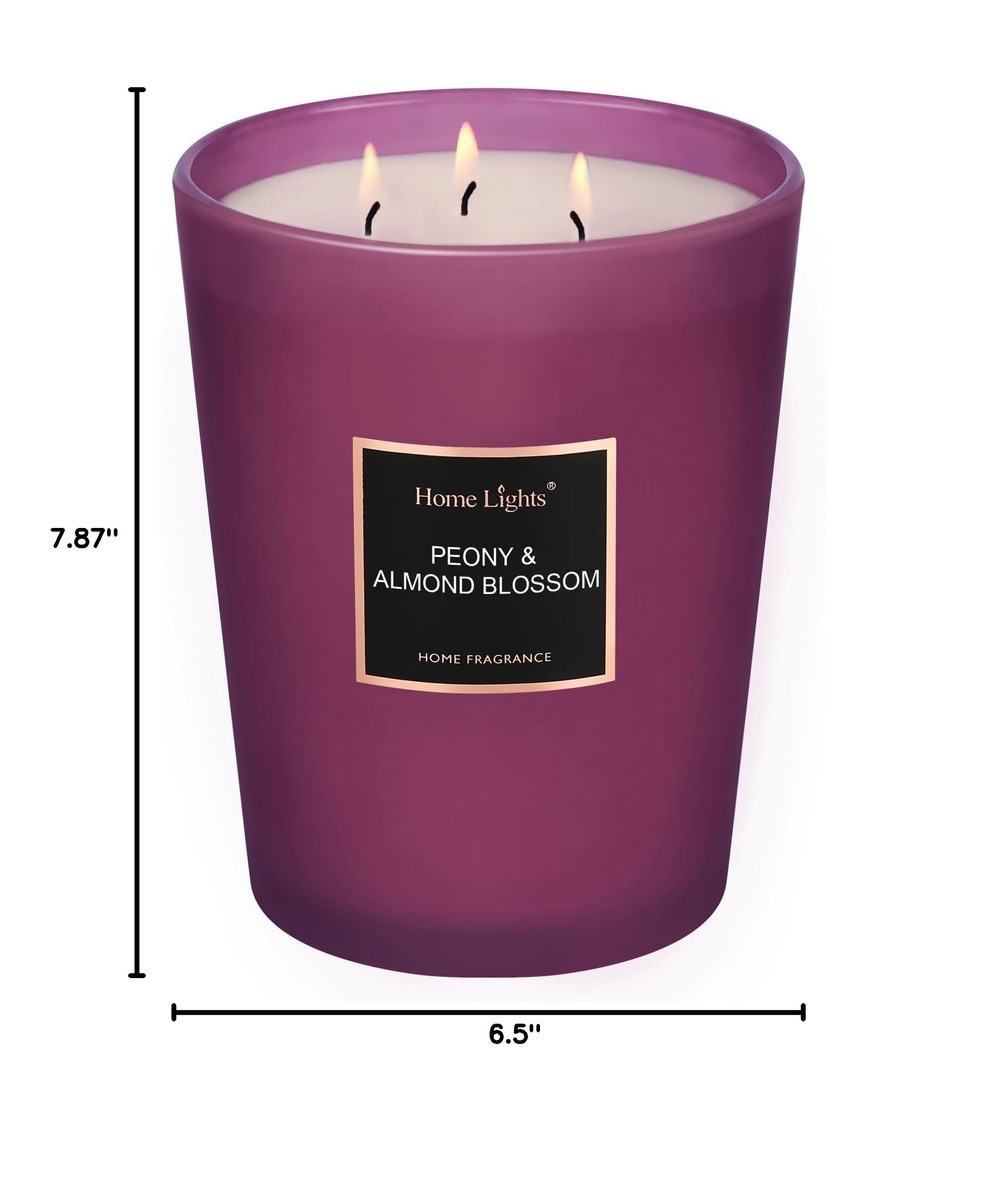 HomeLights Scented Candles - Large Jar Aromatherapy Candles with Natural Soy Wax, 130 Hours Long Burning, Peony & Almond Blossom Fragrance | Perfect for Relaxation, Meditation, Home Decor & Gift Giving