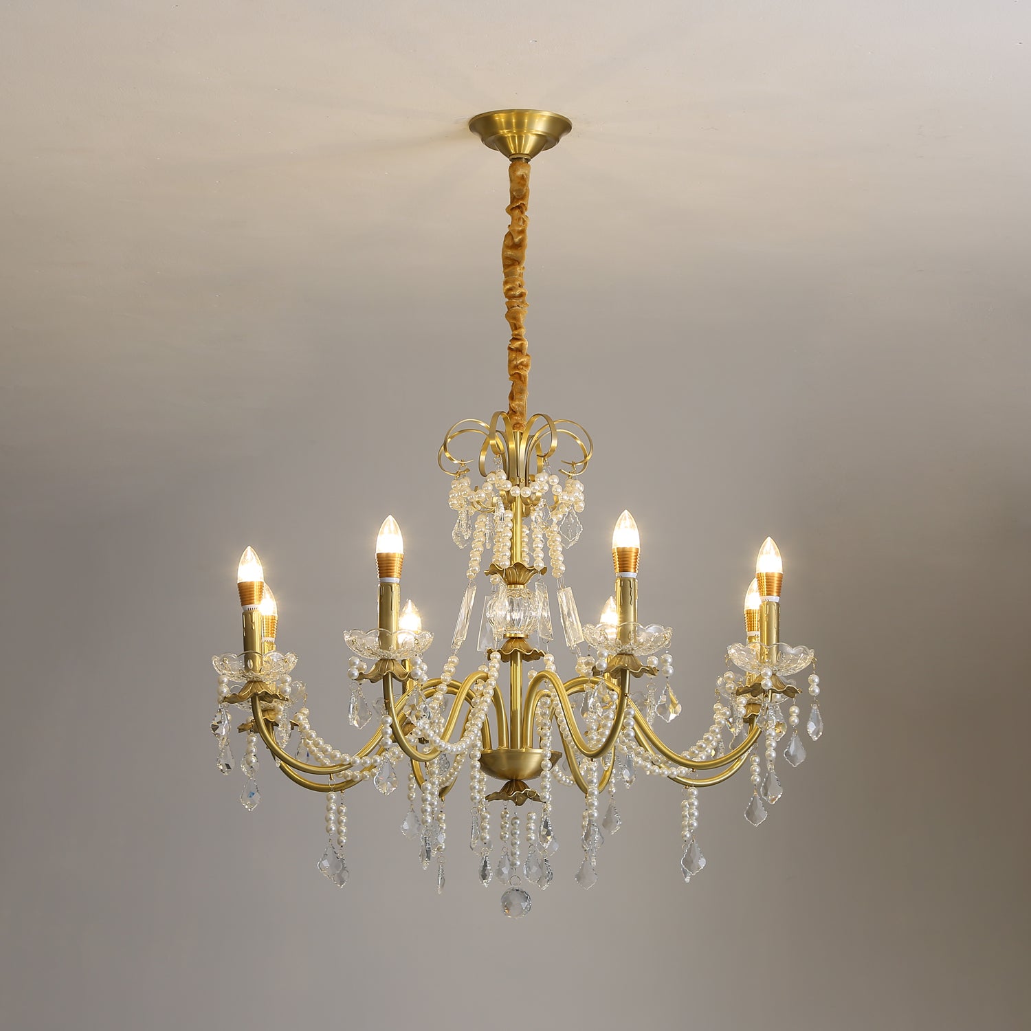 Elegant Crystal Pearl Chandelier - Modern Luxury Ceiling Light Fixture for Dining Room, Bedroom & Living Room Decor