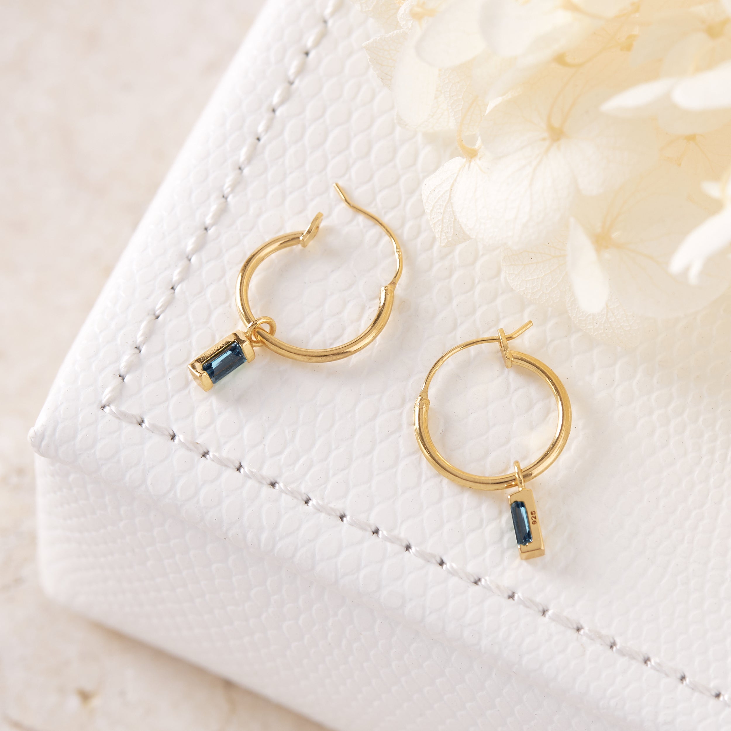 Lumen London Blue Hoop Earrings in Gold - Elegant Statement Jewelry for Women, Perfect for Parties, Weddings & Special Occasions