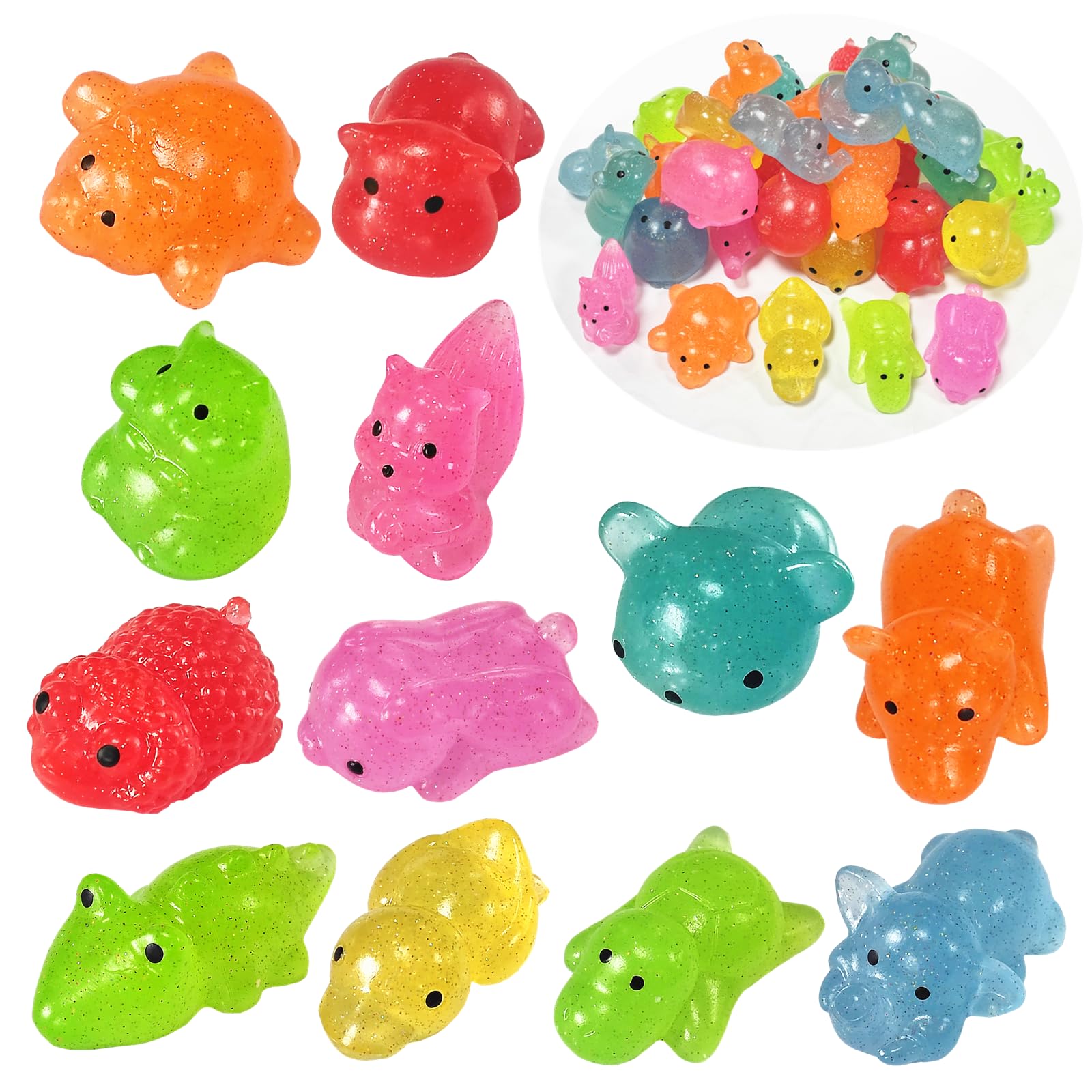 36-Piece Mochi Squishy Animal Toys for Kids - Stress Relief Sensory Fidget Toys, Party Favors, Classroom Prizes & Goodie Bag Fillers - Perfect for Birthday Parties, School Rewards & Relaxation Playtime
