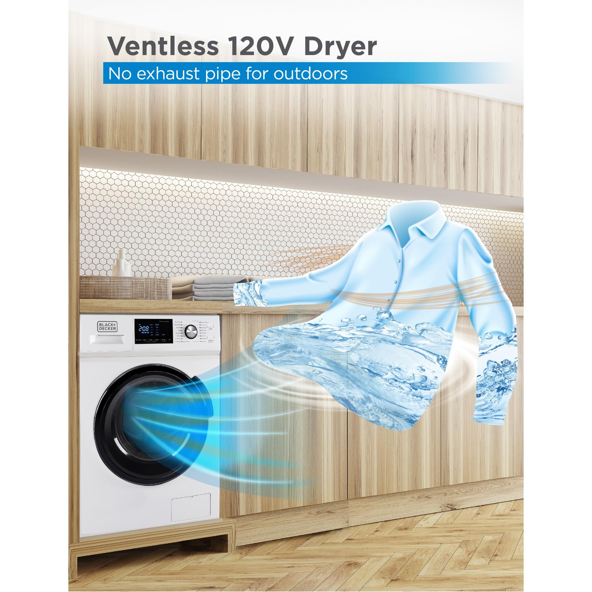 BLACK+DECKER 2.7 Cu. Ft All-in-One Washer Dryer Combo with LED Display & 16 Wash Cycles - Compact Laundry Solution for Apartments, RVs & Small Spaces