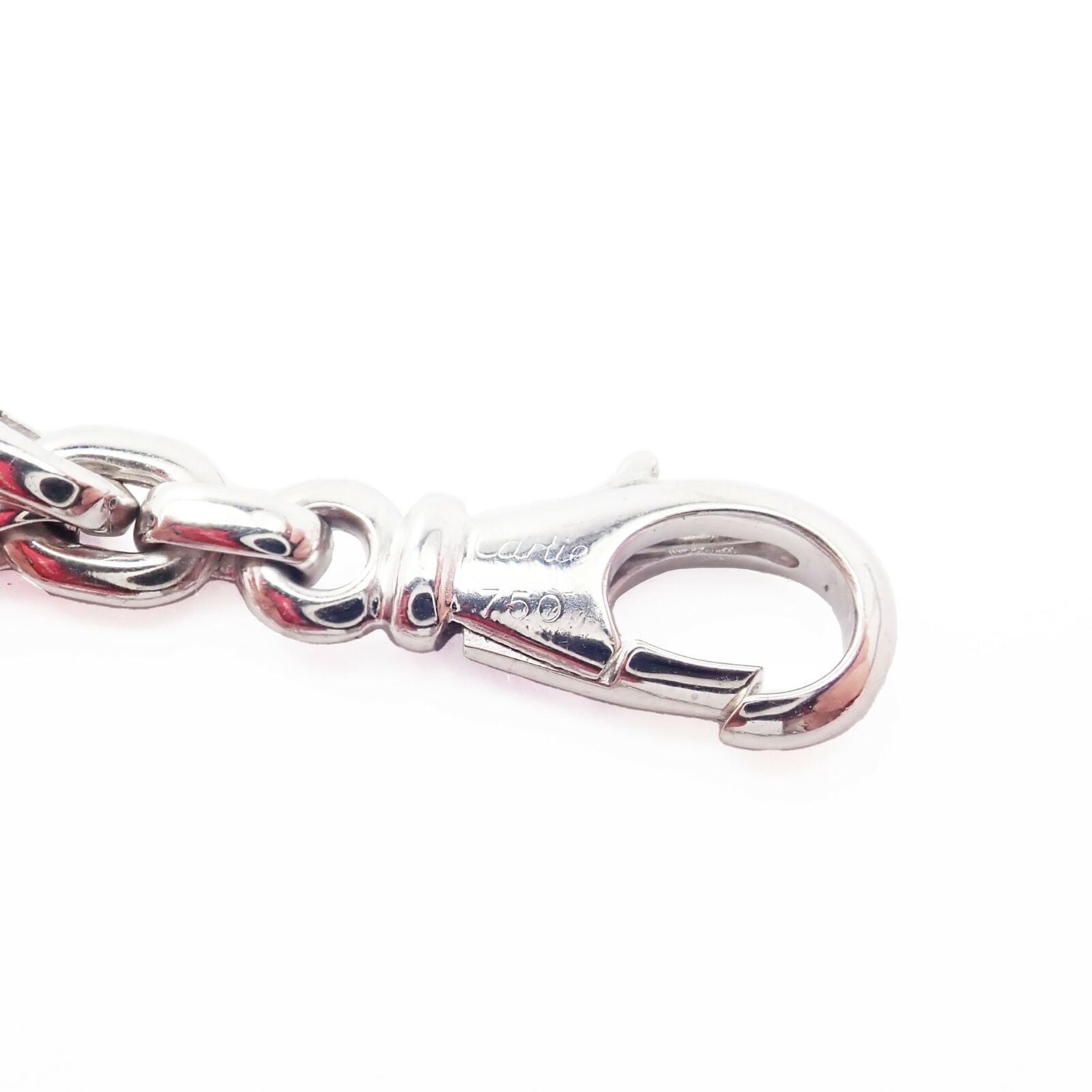 Authentic Cartier 18k White Gold 3 Charm Bracelet with Diamond Cross Double C's - Luxury Jewelry Gift for Women, Anniversary & Special Occasions