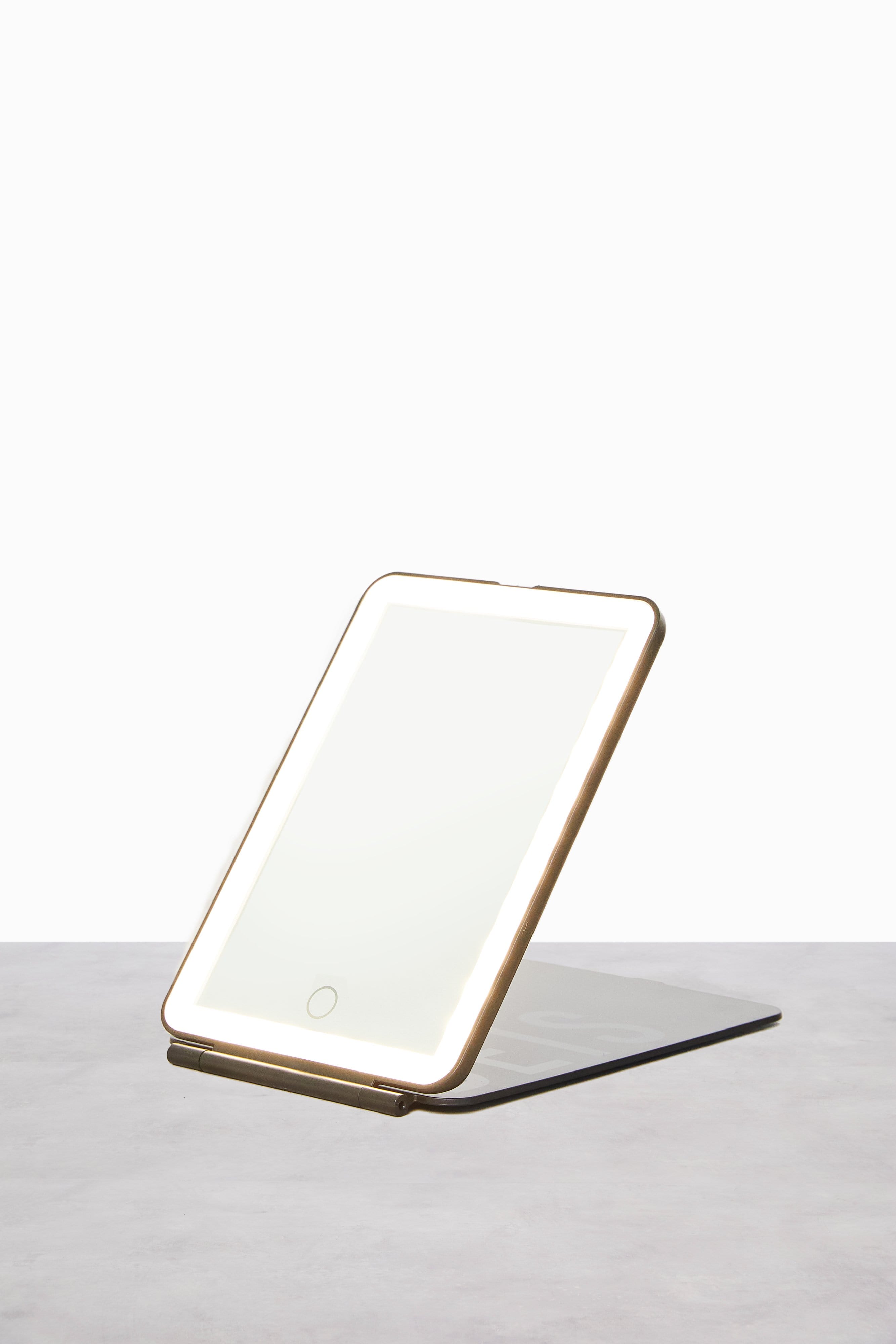 Lighted Travel Mirror with LED Lights - Portable Black Makeup Mirror for Vanity, Home, and Travel - Perfect for Makeup, Skincare, and Grooming On The Go
