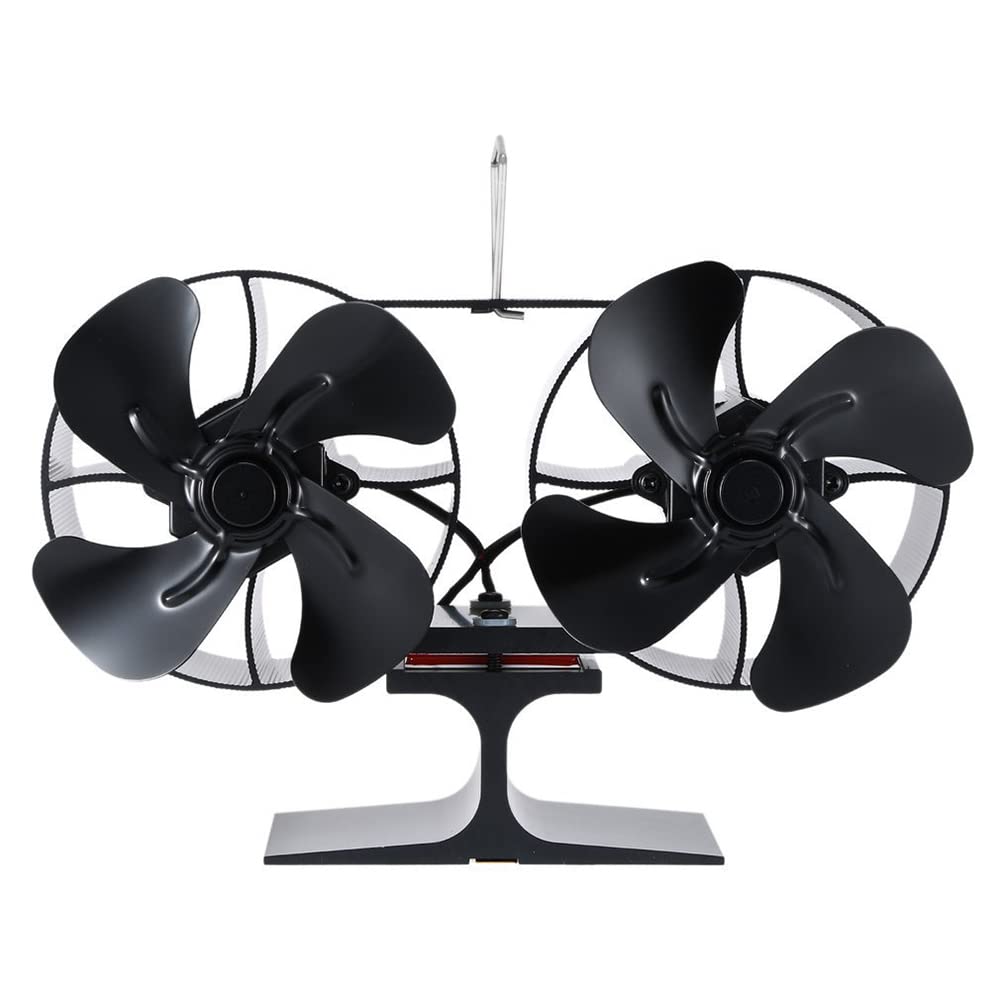 Ifan Wood Stove Fan with Thermometer - Quiet Dual Motor Eco Heater Fan for Improved Air Circulation - Perfect for Fireplace, Home Heating & Energy Efficiency