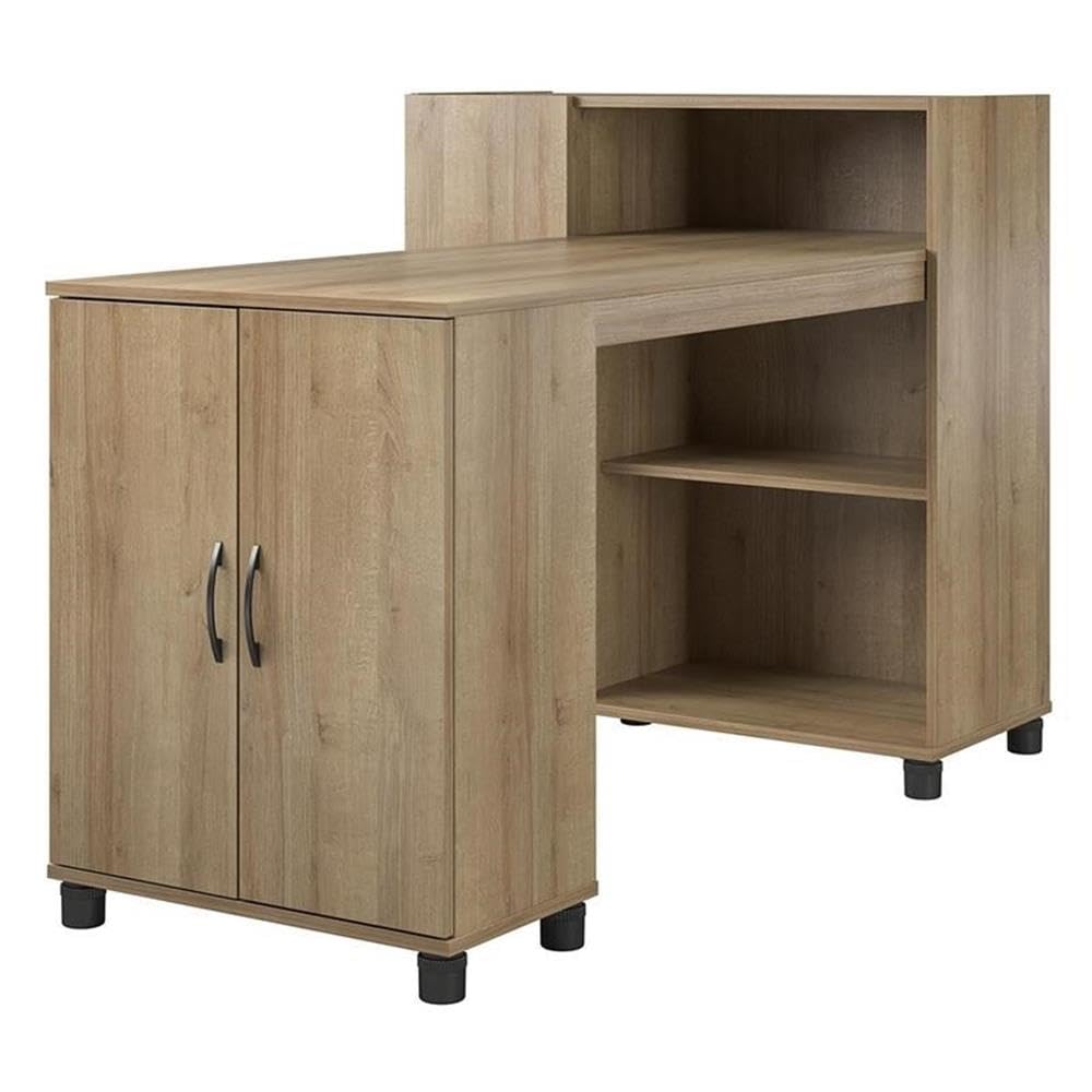 Pemberly Row Transitional Engineered Wood Hobby and Craft Desk in Natural - Perfect for DIY Projects, Scrapbooking & Home Office Workspace