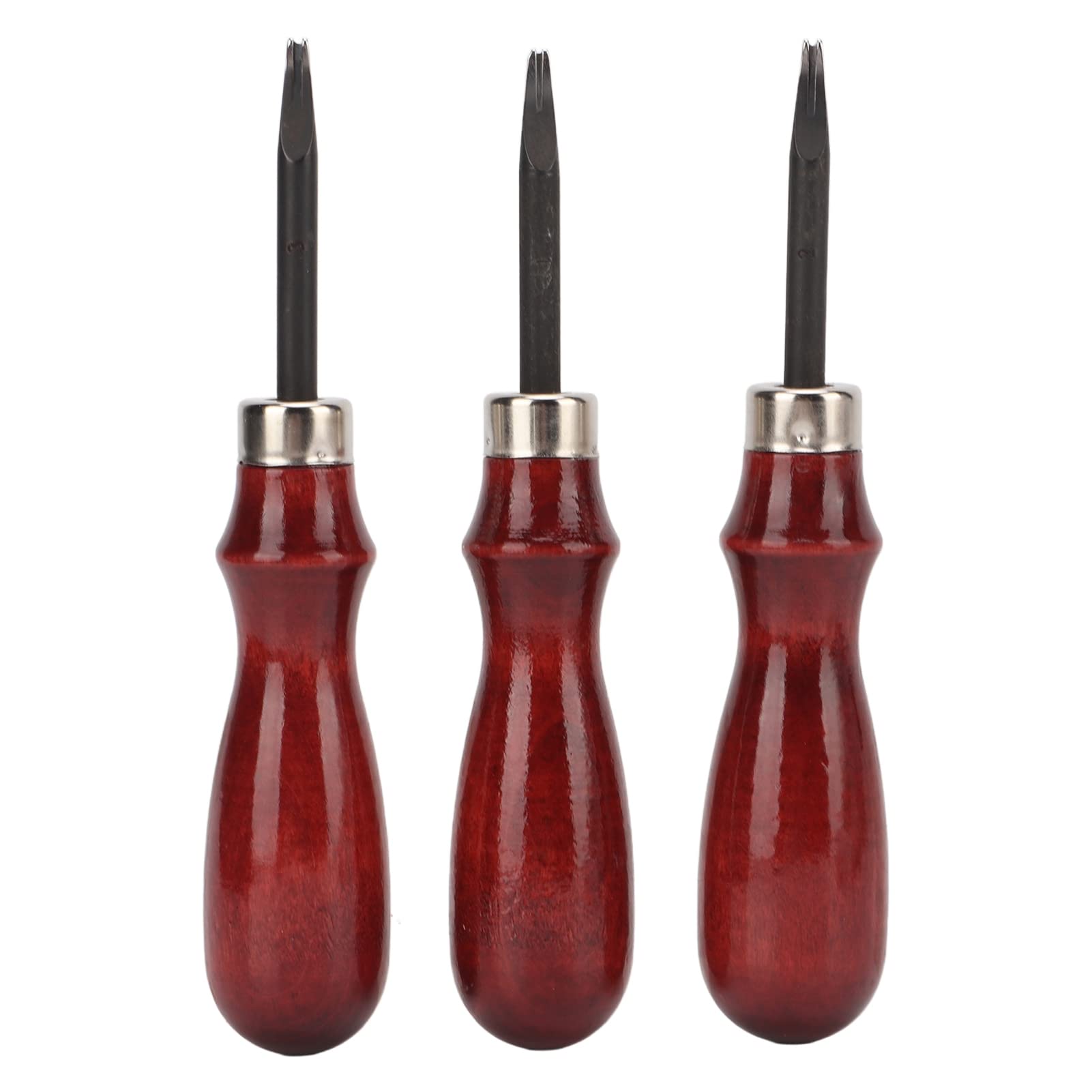 3 Pcs Leather Edge Skiving Beveler Tools with Sandalwood Handle - Professional Leather Grooving & Cutting Tools for DIY Leather Craft, Shoe Making, Bag Repair - Perfect for Leatherworking, Bookbinding & Handmade Accessories