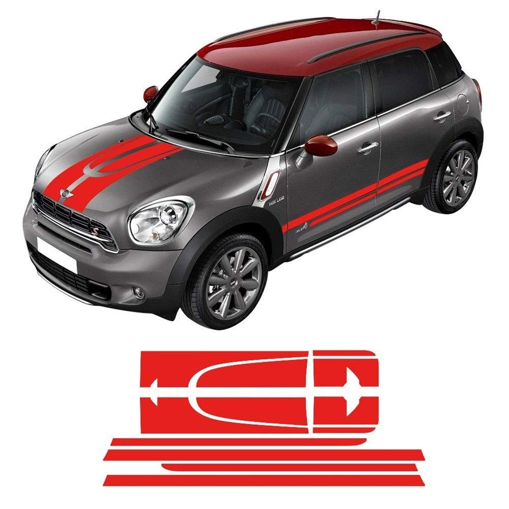 MOUNTAIN MEN Gold Racing Stripes Decal Sticker for Mini Cooper Countryman R60 2013-2016 - Hood, Trunk & Engine Cover Car Accessories - Perfect for Customization & Car Shows