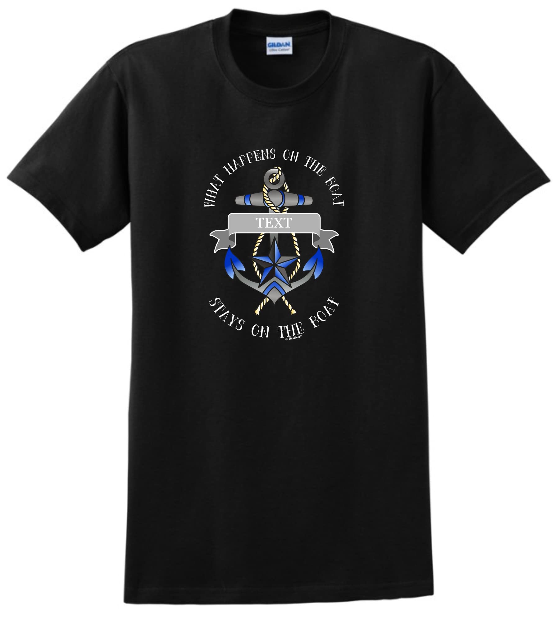 Custom What Happens On The Boat Unisex Short Sleeve T-Shirt - Funny Vacation Gift for Cruise Lovers & Boat Enthusiasts