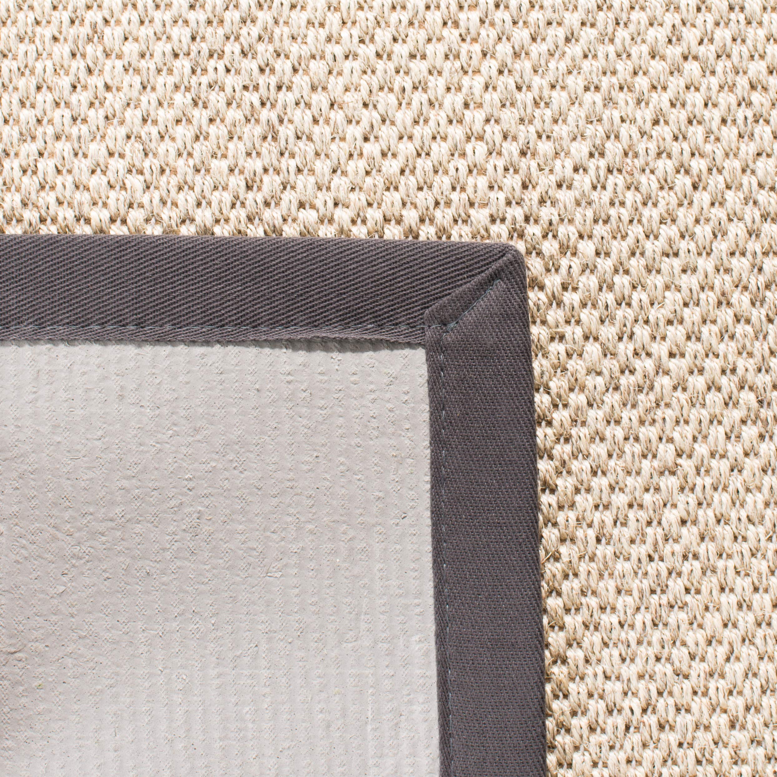 SAFAVIEH Natural Fiber Collection 6'x6' Square Marble & Dark Grey NF143D Border Sisal Area Rug - Perfect for Living Room, Bedroom & Office Decor